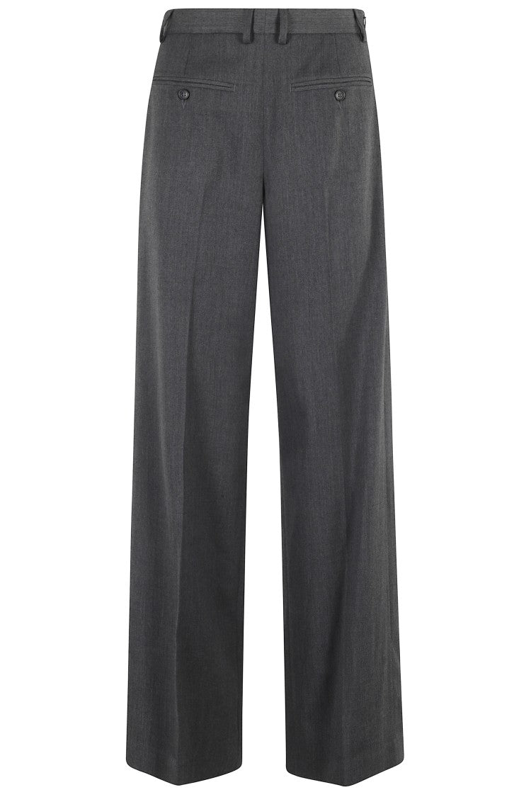 Wide-Leg Tailored Pants With Double Pleat Design