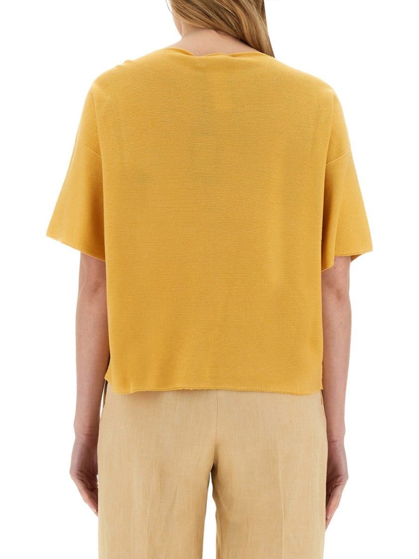 Relaxed-Fit Cotton Top With Wide Neckline