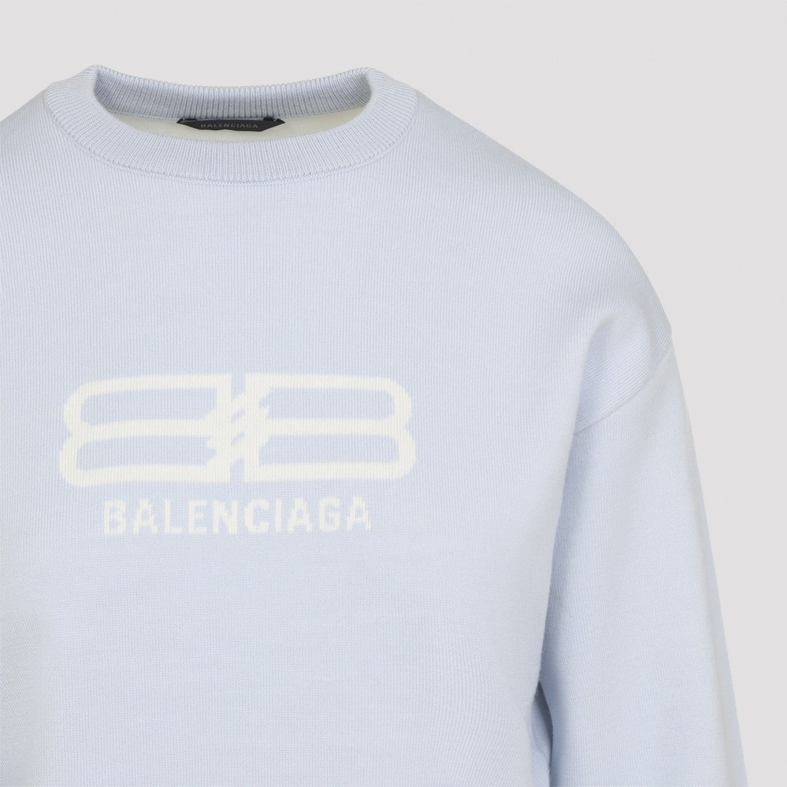 Light Blue Cropped Sweater with Minimalist Logo Design