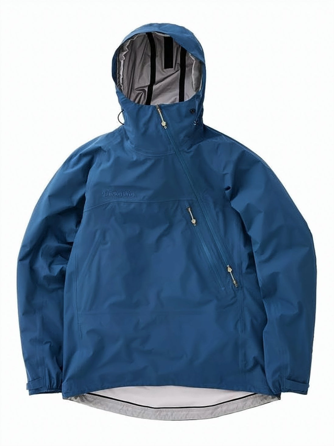 Hooded Jacket with Diagonal Front Zipper