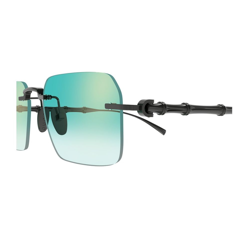 Rimless Gunmetal Sunglasses with Bamboo Motif and Gradient Lenses GG2154S Linea Sign