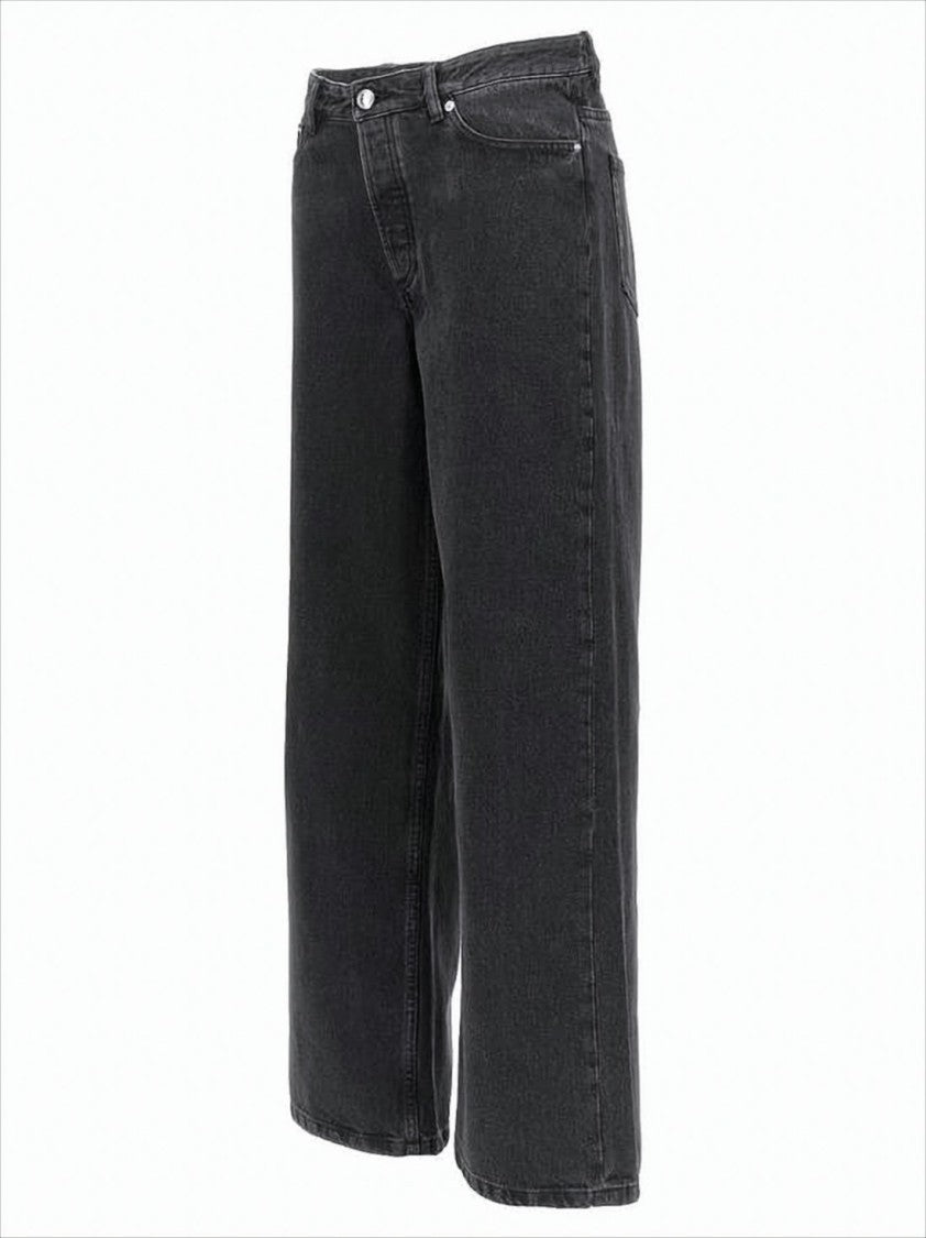 Wide-Leg Cropped Denim Pants with Vintage Charm