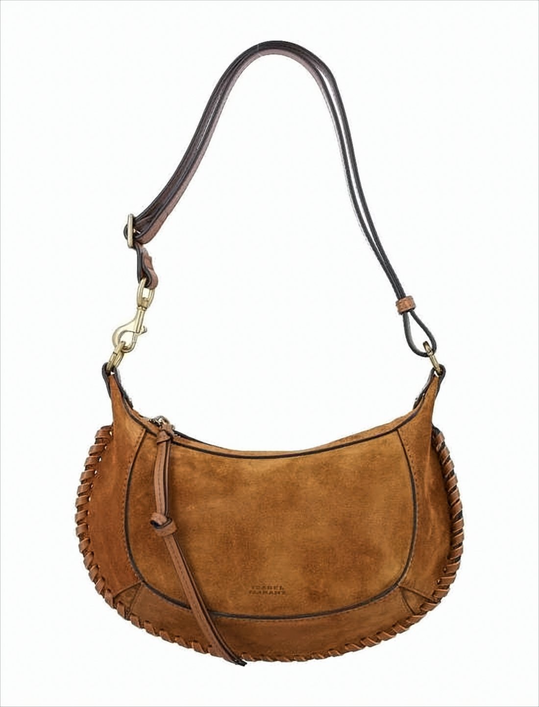Crescent-Shaped Calf Leather Shoulder Bag