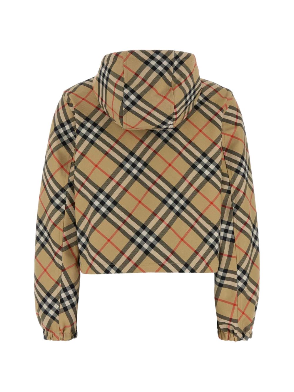 Cropped Check Pattern Jacket with Hood
