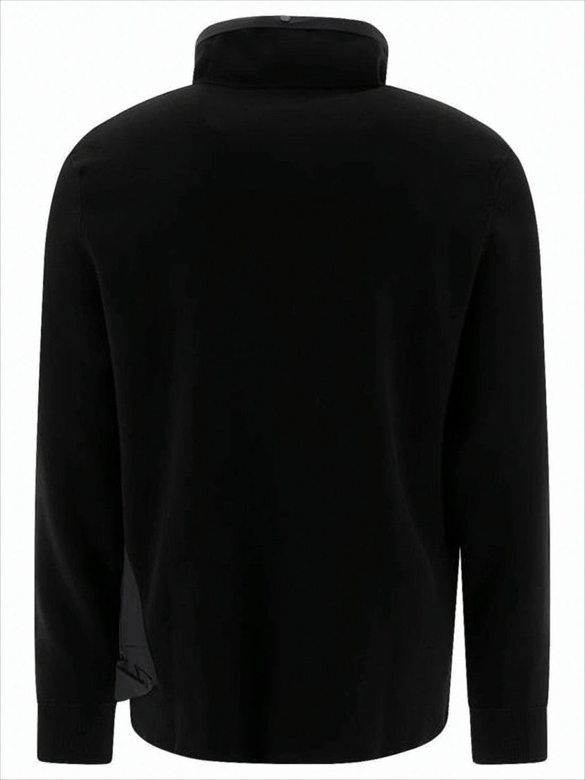 Minimalist Black Jacket With High Collar And Full Zipper