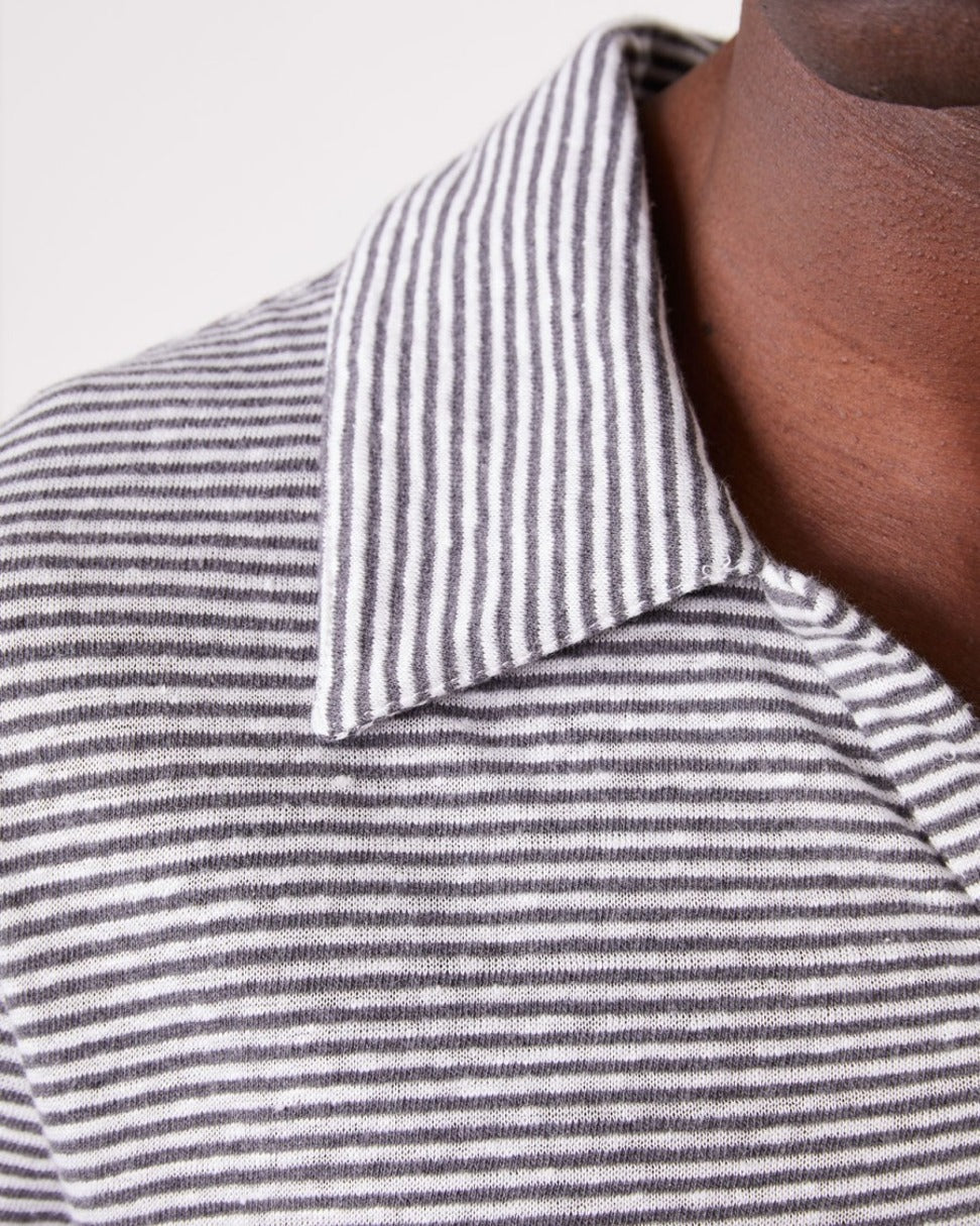 Yarn-Dyed Short-Sleeve Polo With Johnny Collar