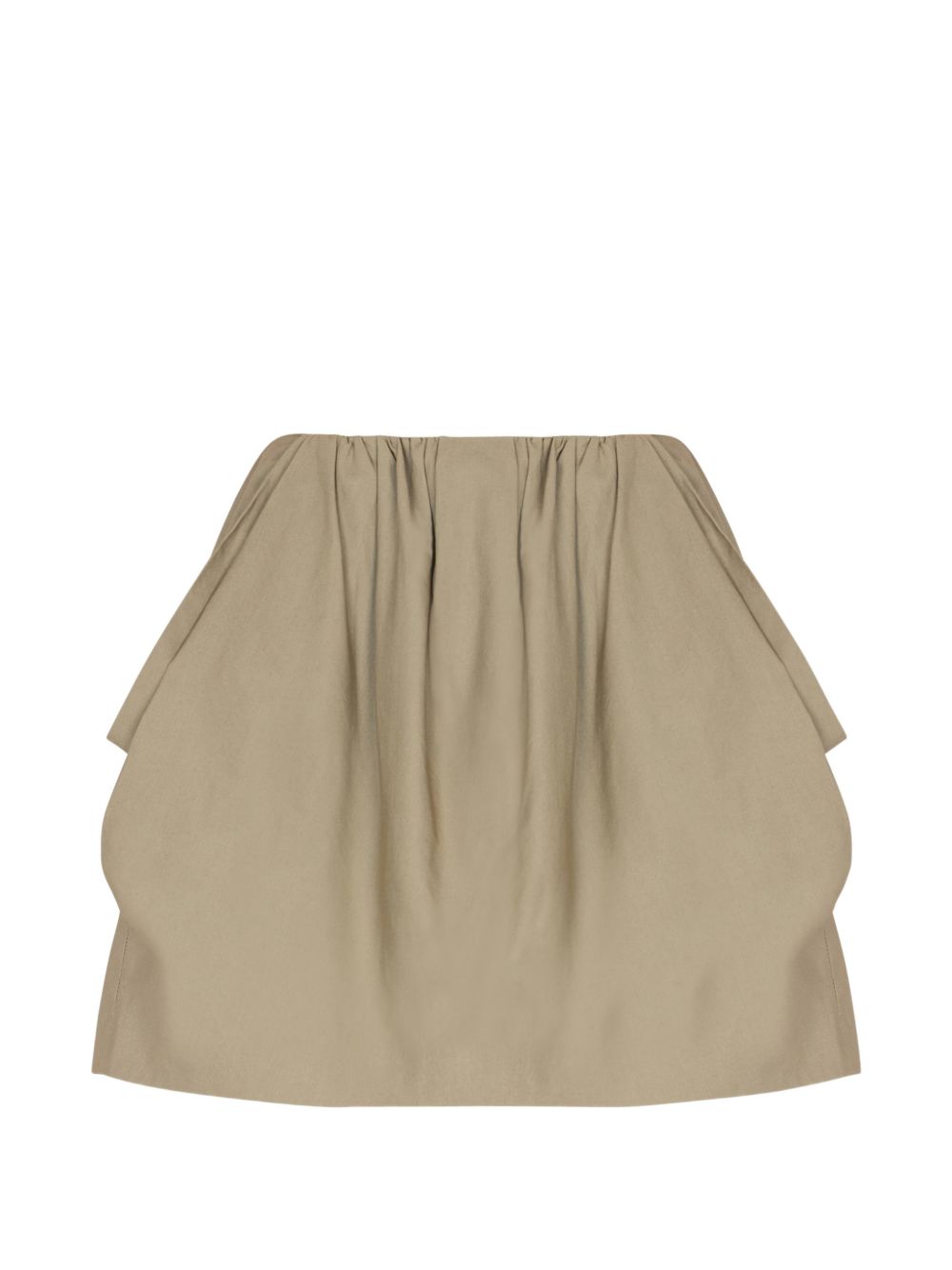 Green Pleated Waist Cotton Side Skirt