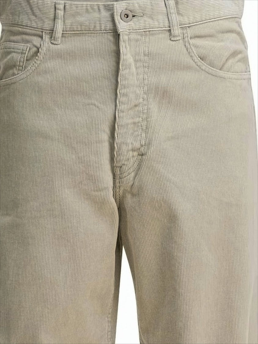 Relaxed Fit Corduroy Straight Pants with Five-Pocket Design