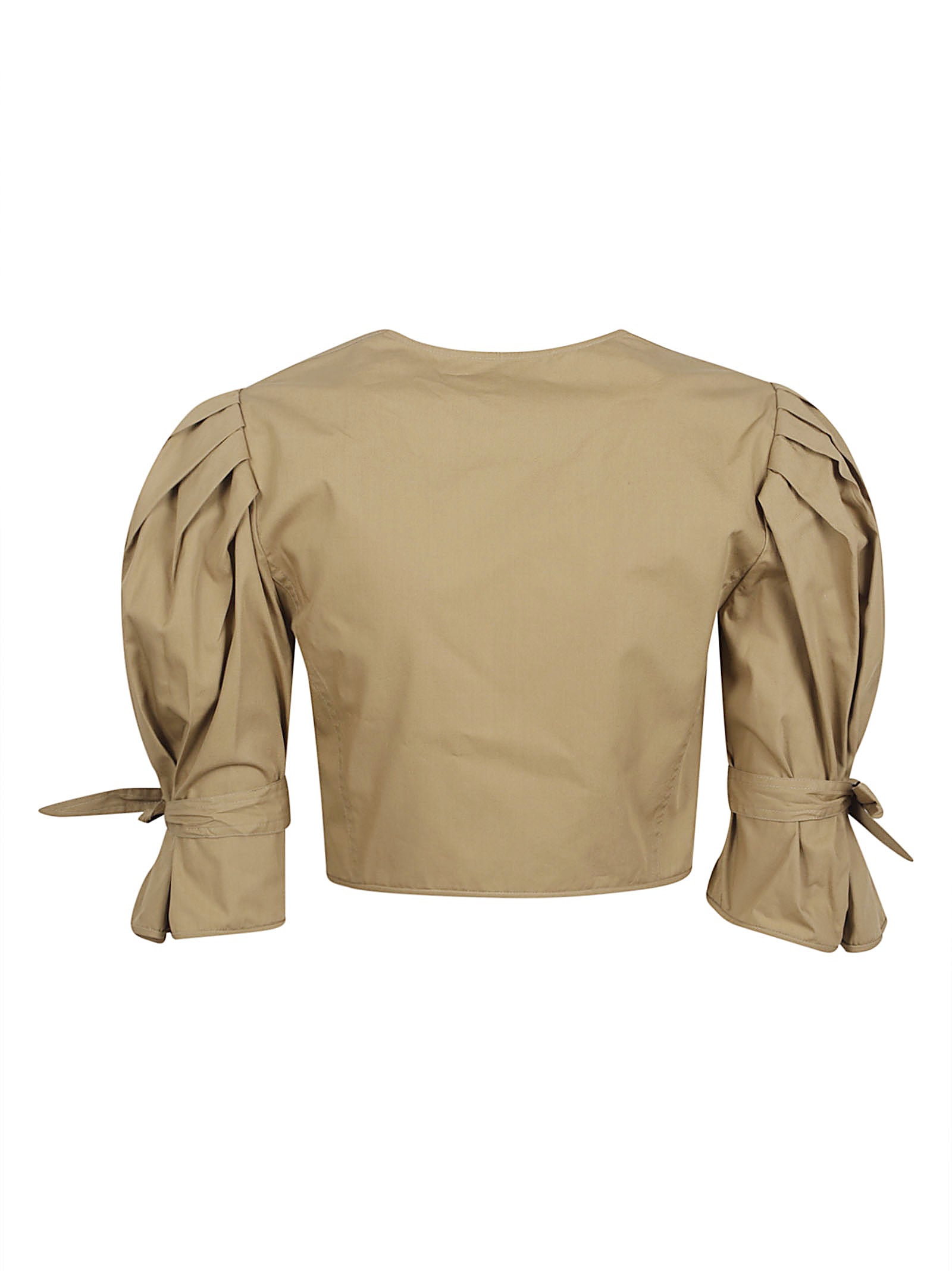 Cropped Top with Puffed Sleeves and Mother-of-Pearl Buttons