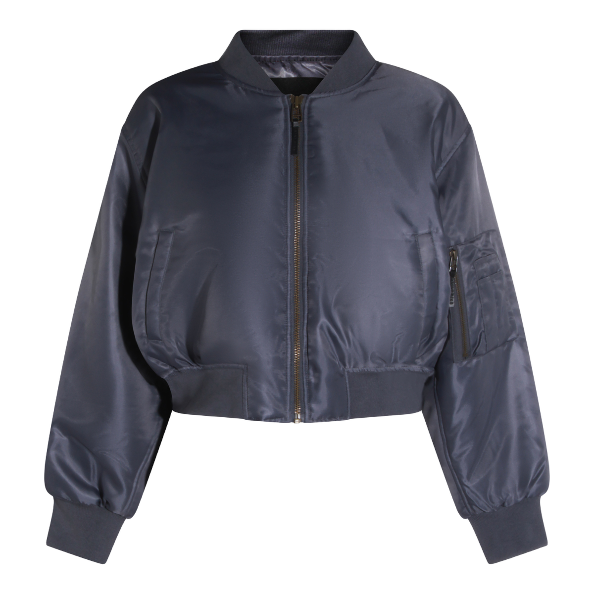 Cropped Bomber Jacket with Classic Collar