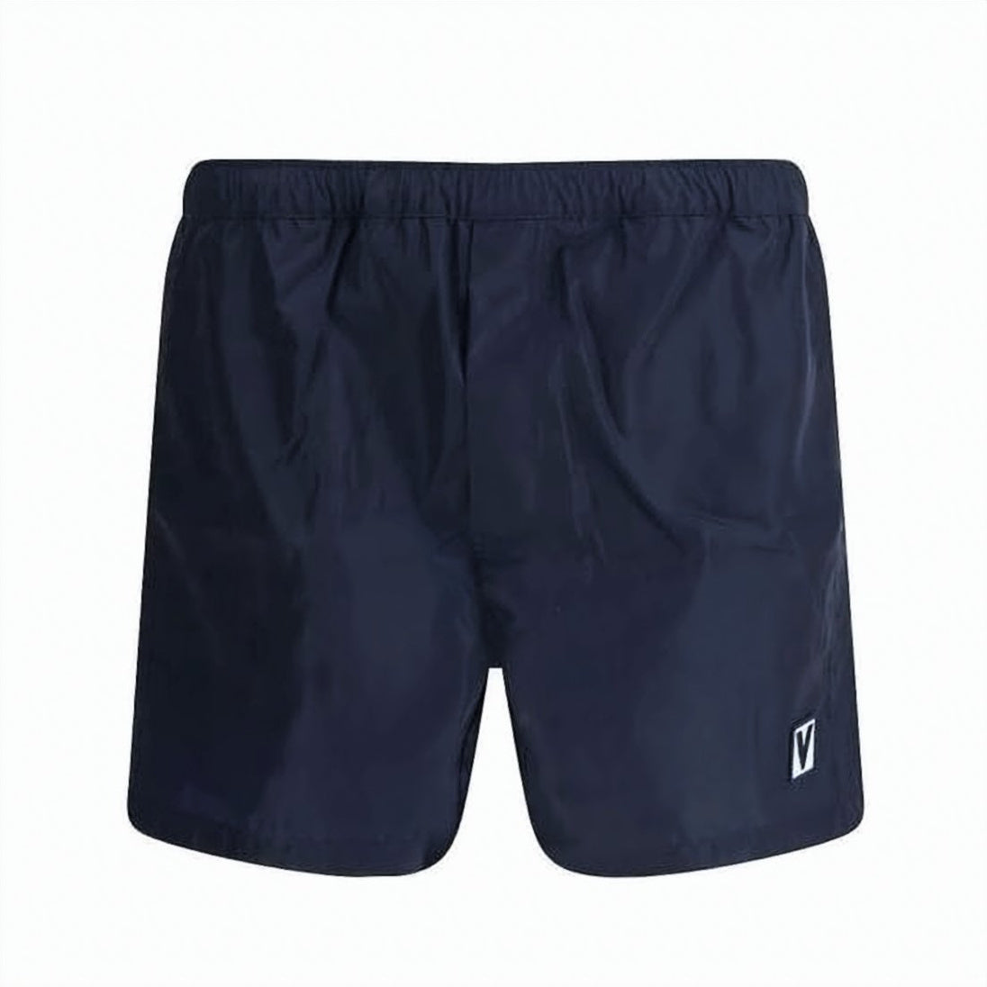 Blue Nylon Shorts with Elastic Waistband