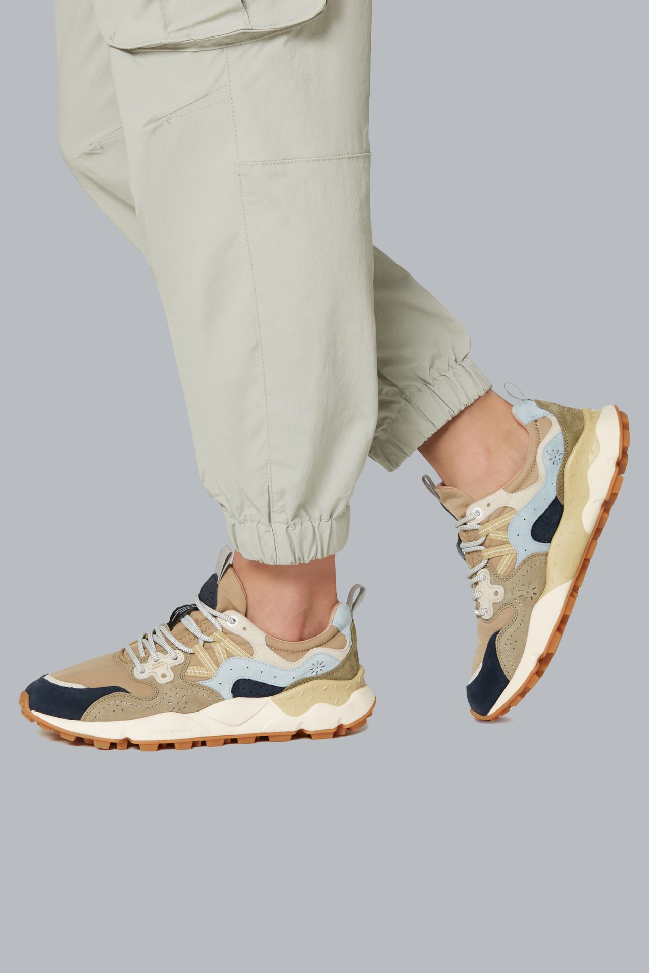 Layered Sneakers with Textured Sole and Perforated Upper