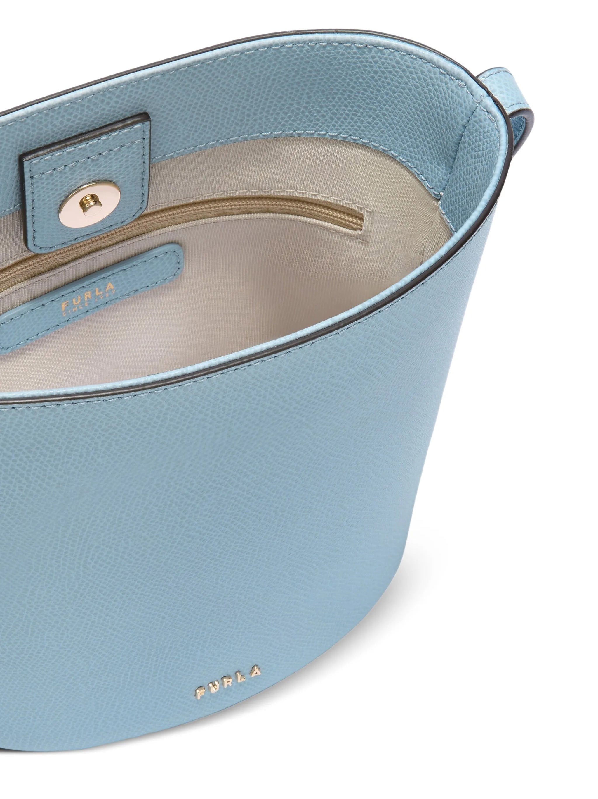 Roxie Bucket Structured Soft Blue Leather Bag