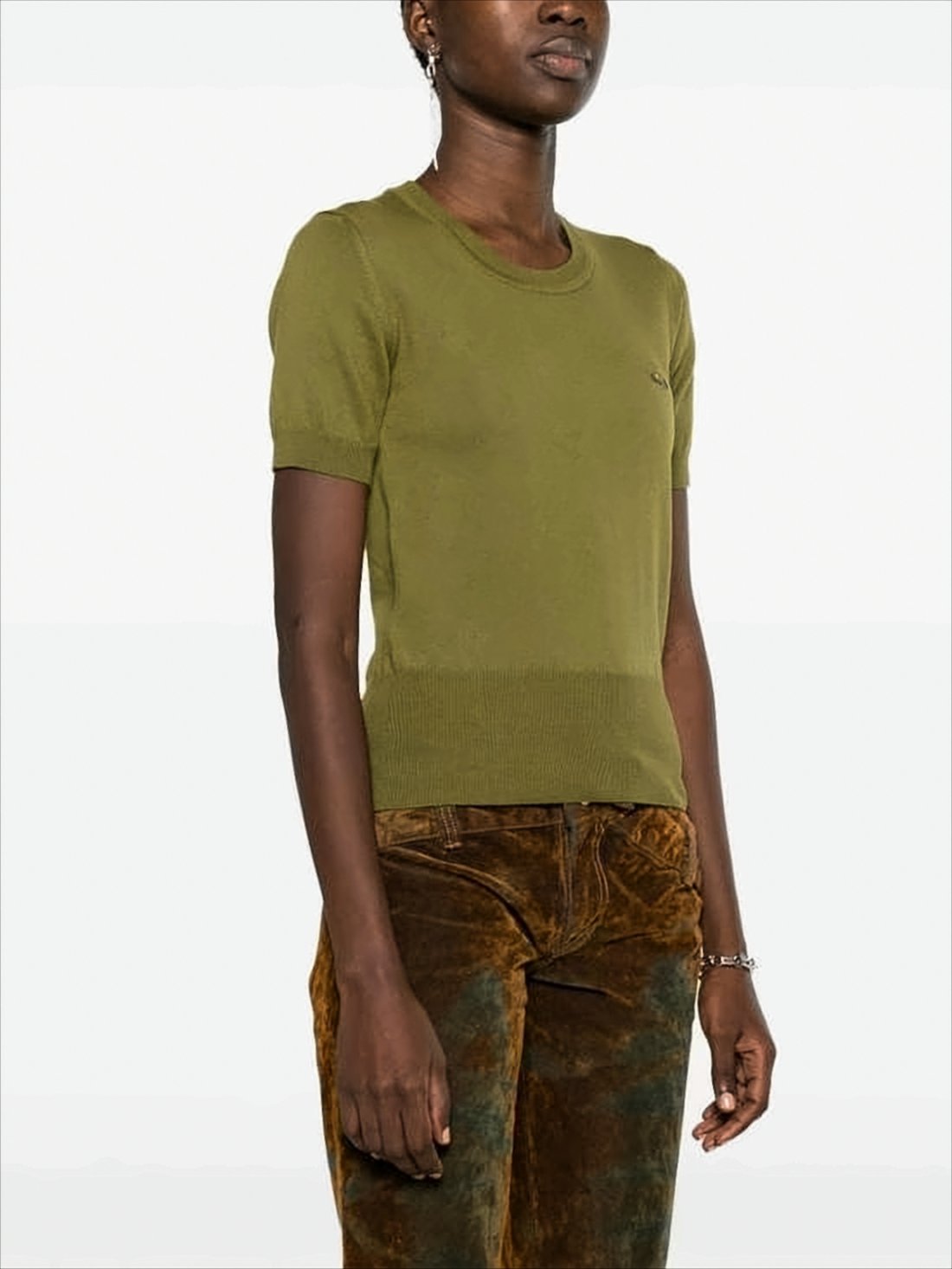 Fitted Knit Top with Ribbed Detailing