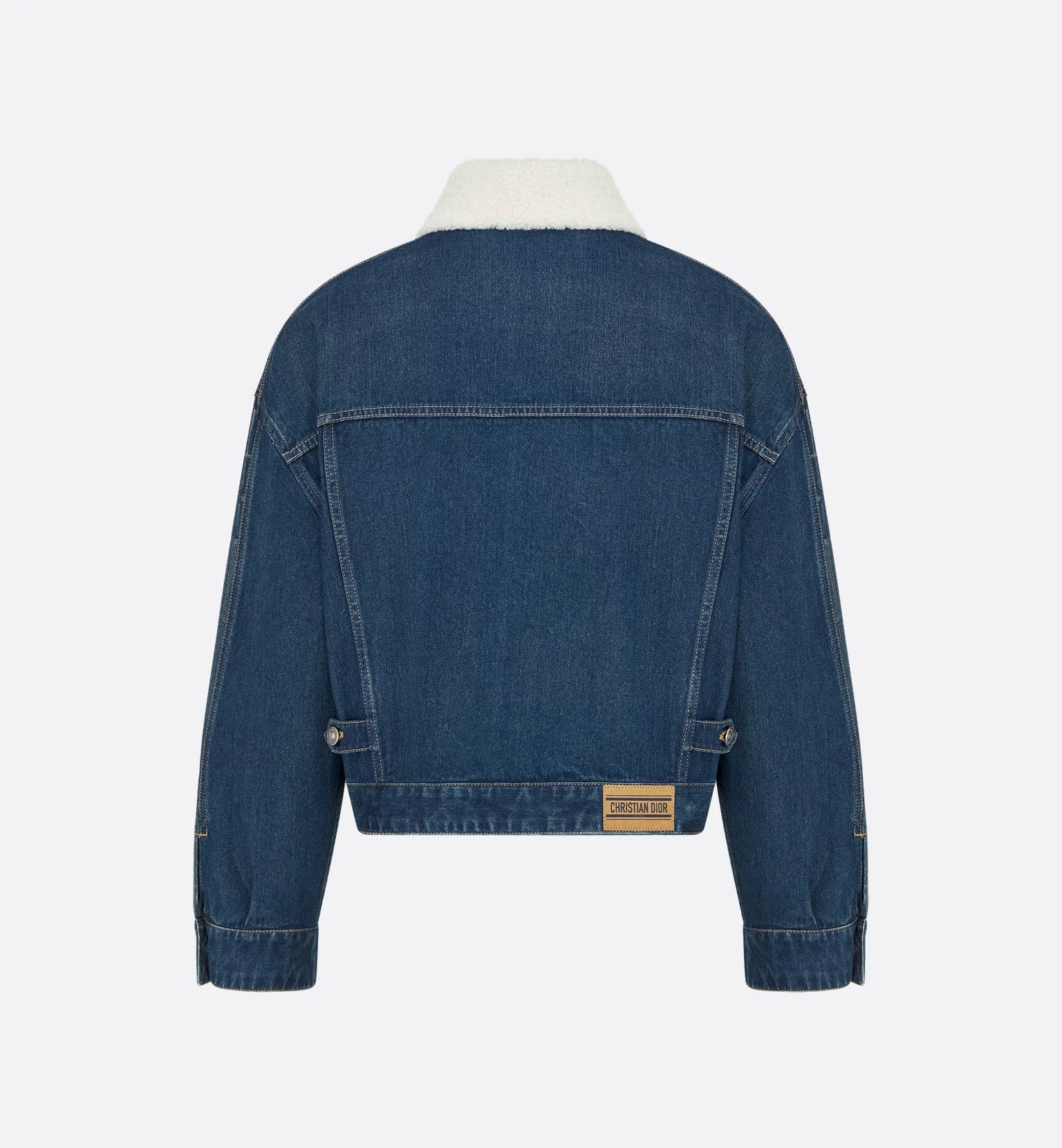 Cropped Denim White Sherpa Collar Jacket