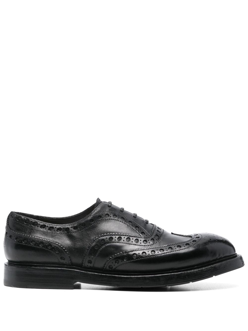 Perforated Calf Leather Lace-Up Flat Shoes