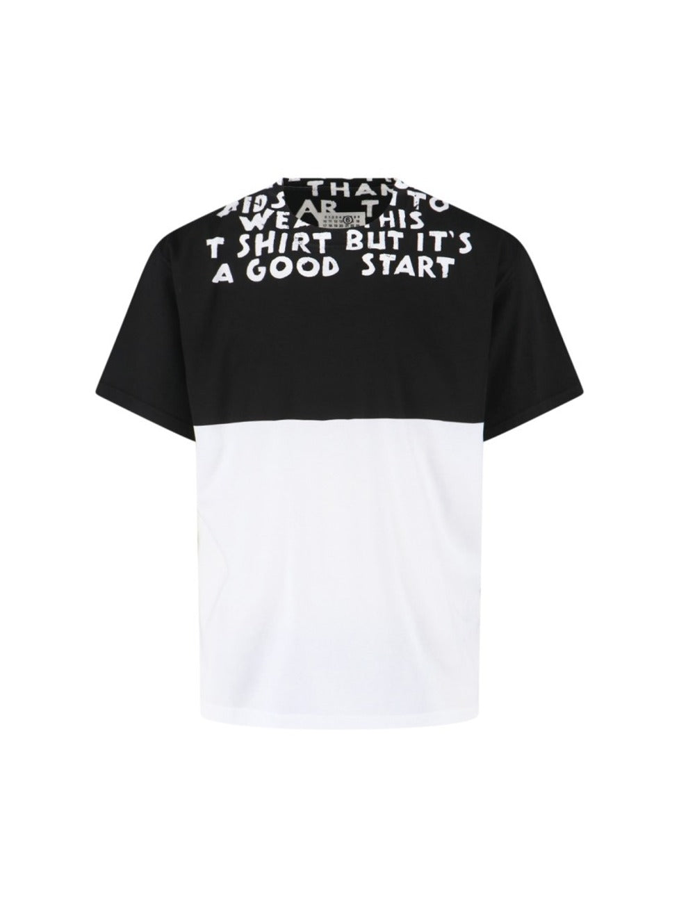 Bicolor Contrast Print T-Shirt With Round Neckline And Short Sleeves