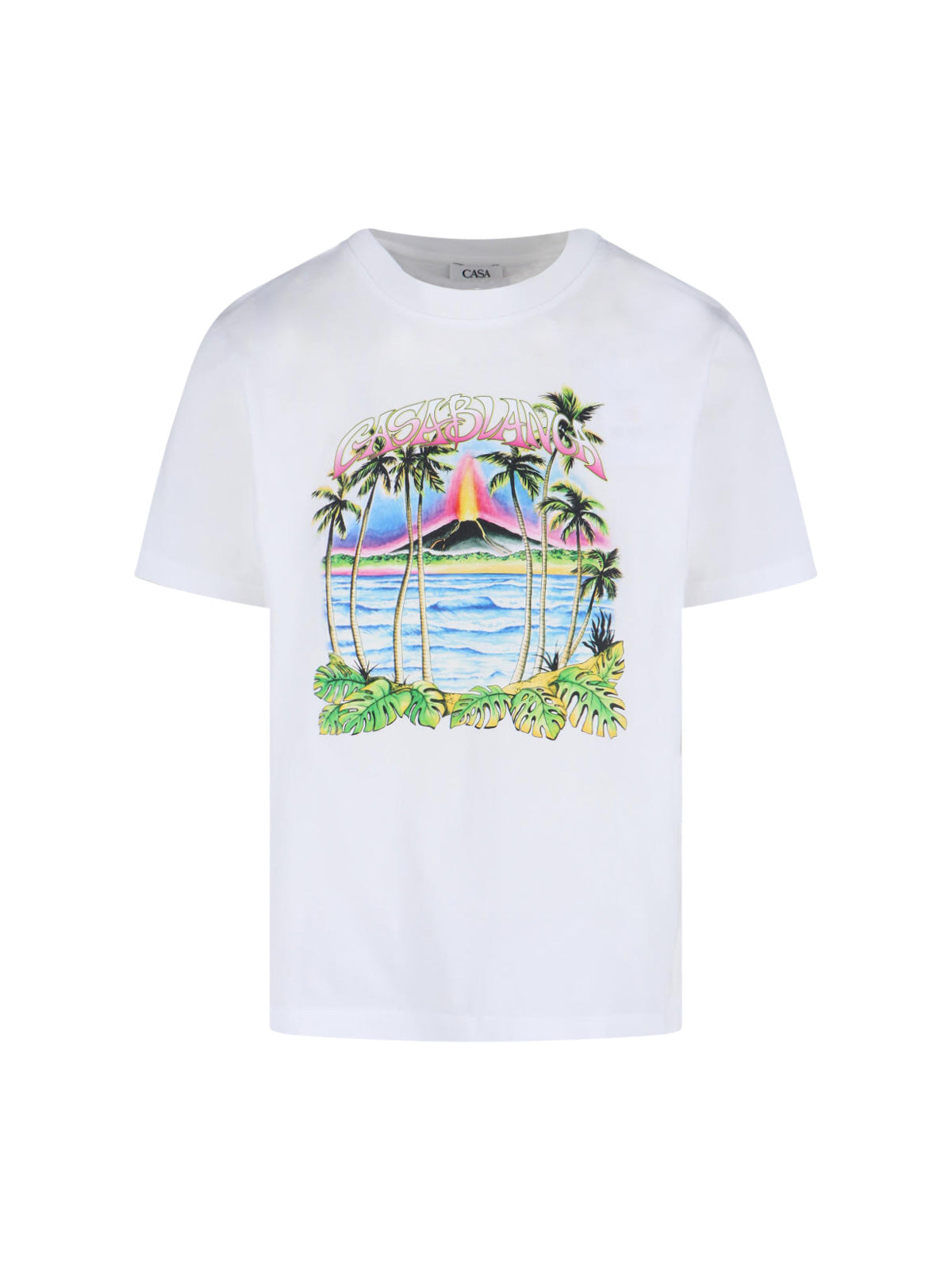 Organic Cotton T-Shirt With Colorful Volcano Print