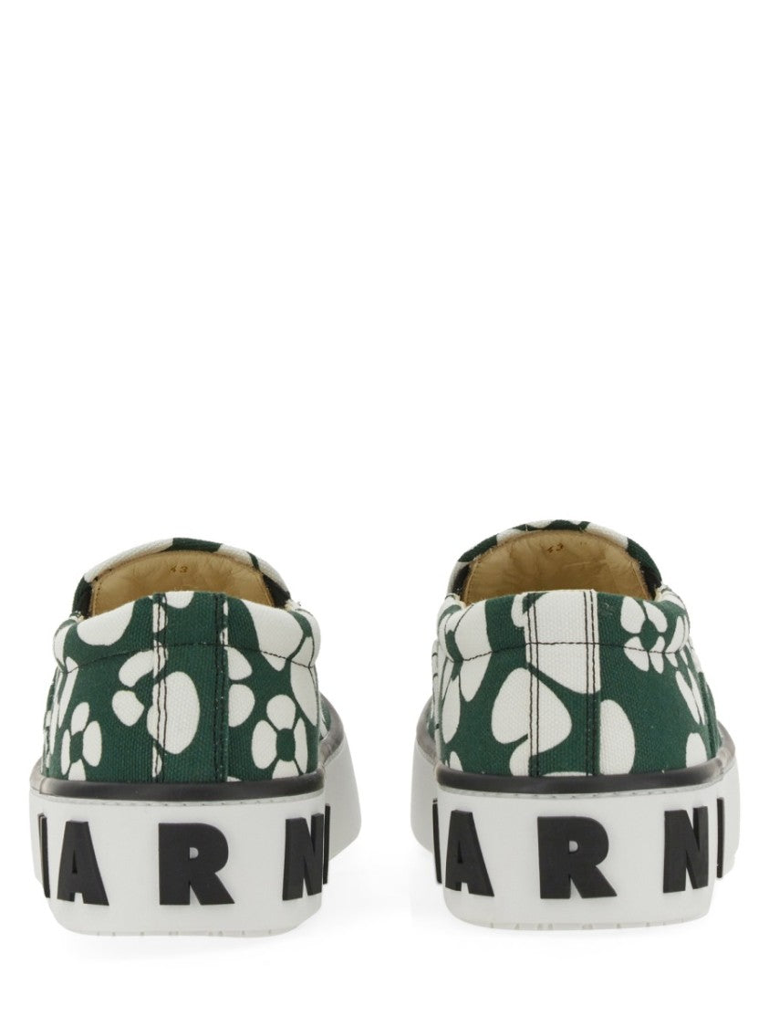Slip-On Sneakers With Bold Floral Pattern