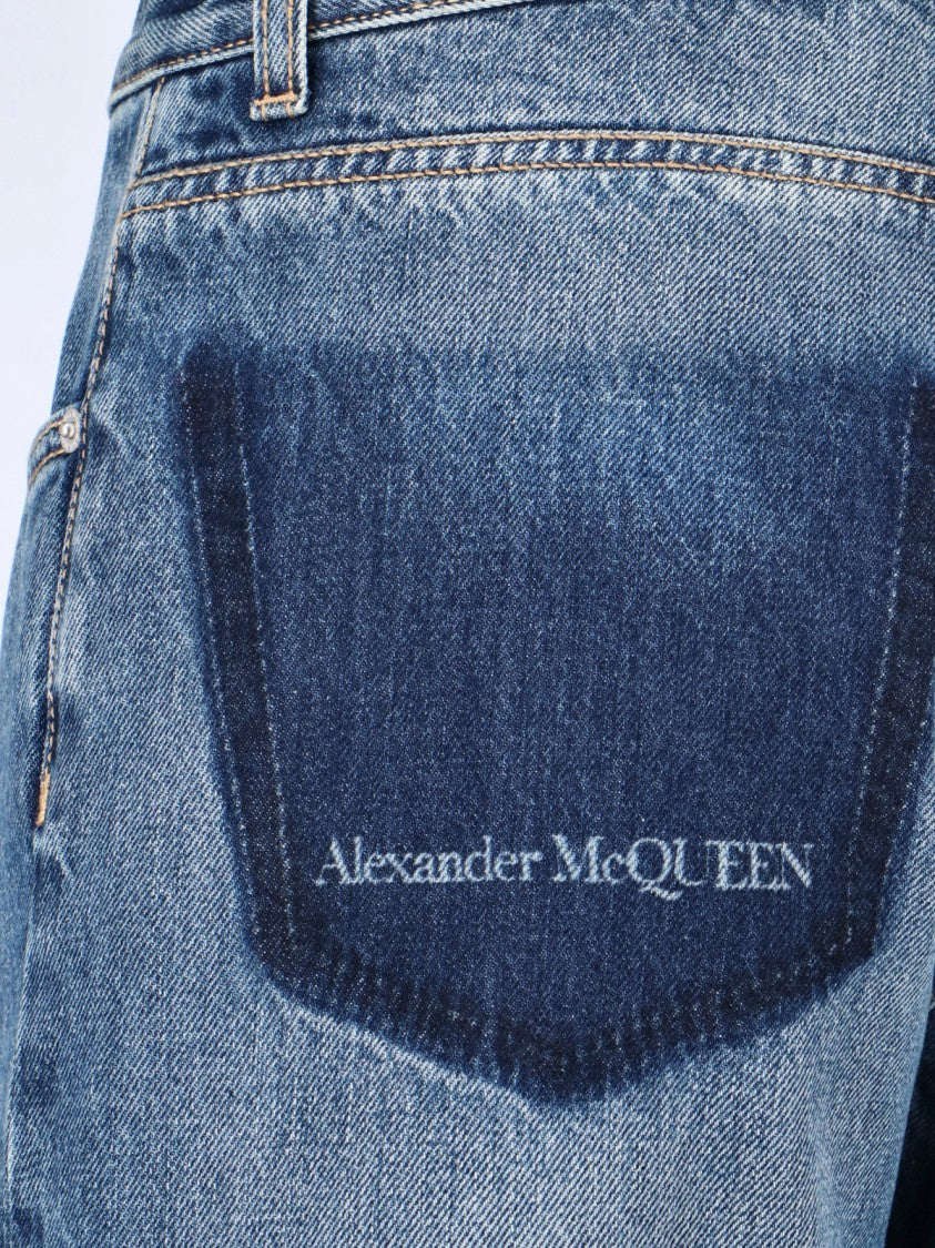 Straight Jeans In Blue Denim Worn Wash