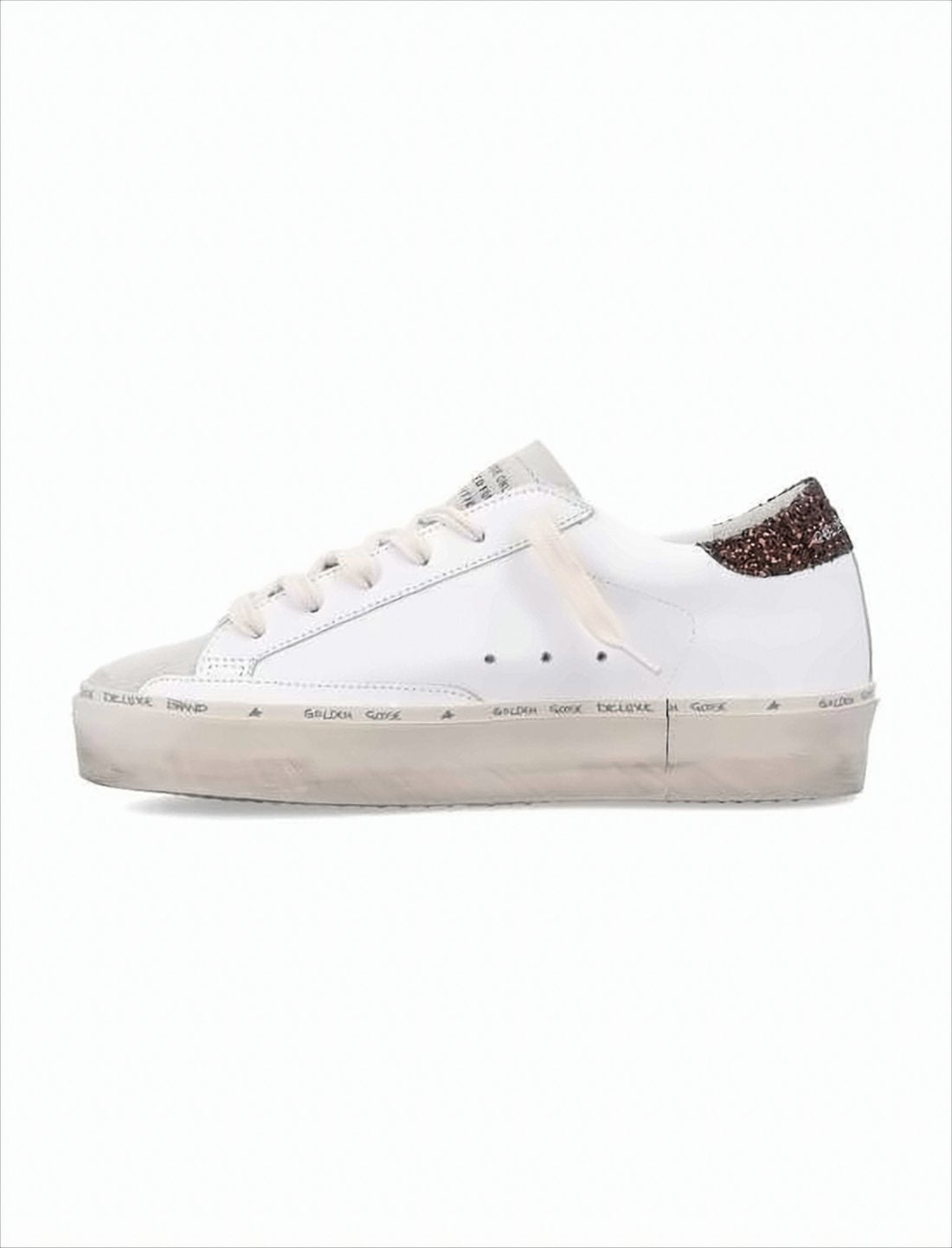 Low-Top White Leather Sneakers with Distressed Finish