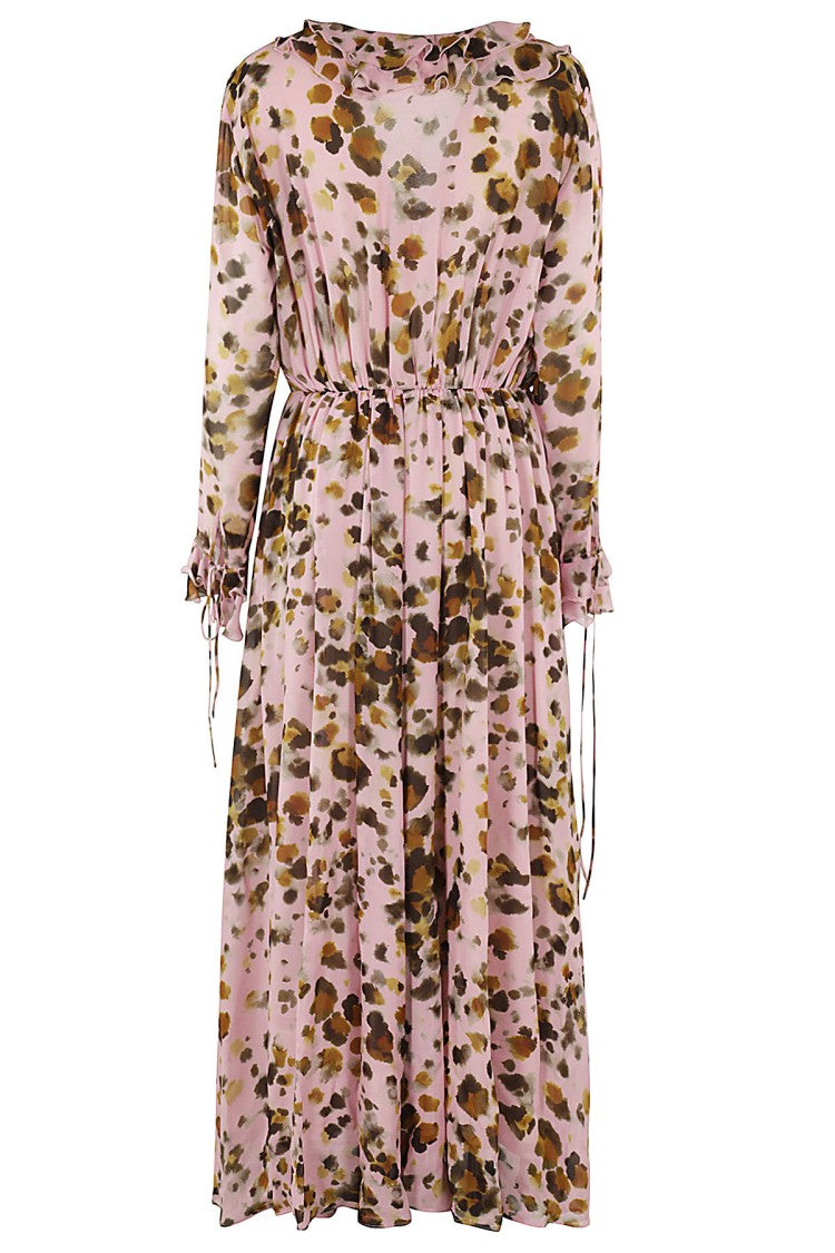 Watercolor Leopard Print Maxi Dress