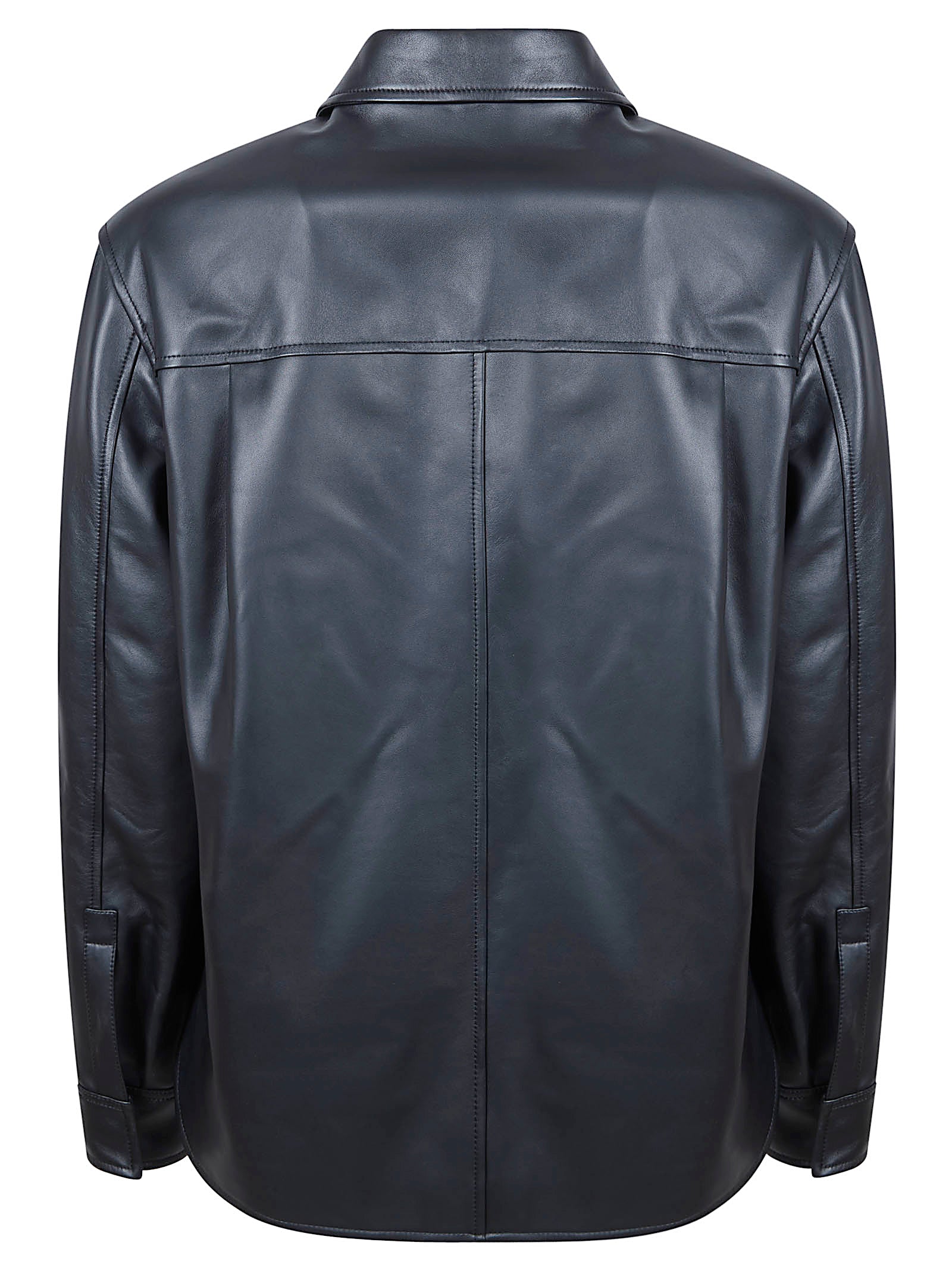Lamb Leather Overshirt With Concealed Closure