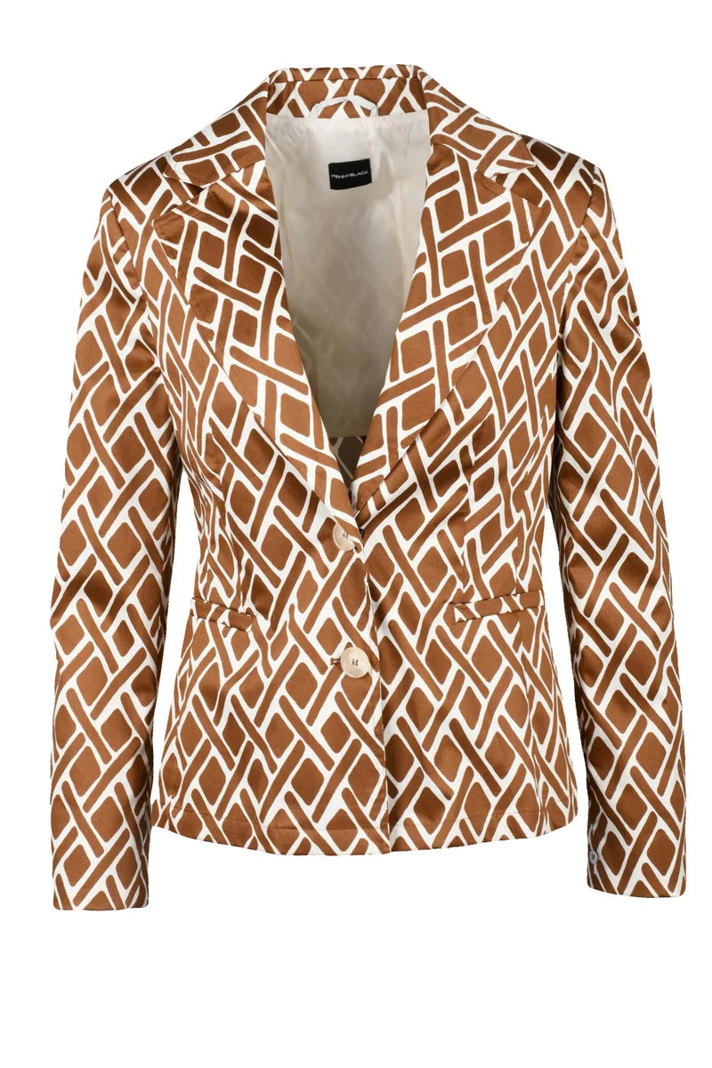 Nabot Fitted Jacket - Beige/Rust
