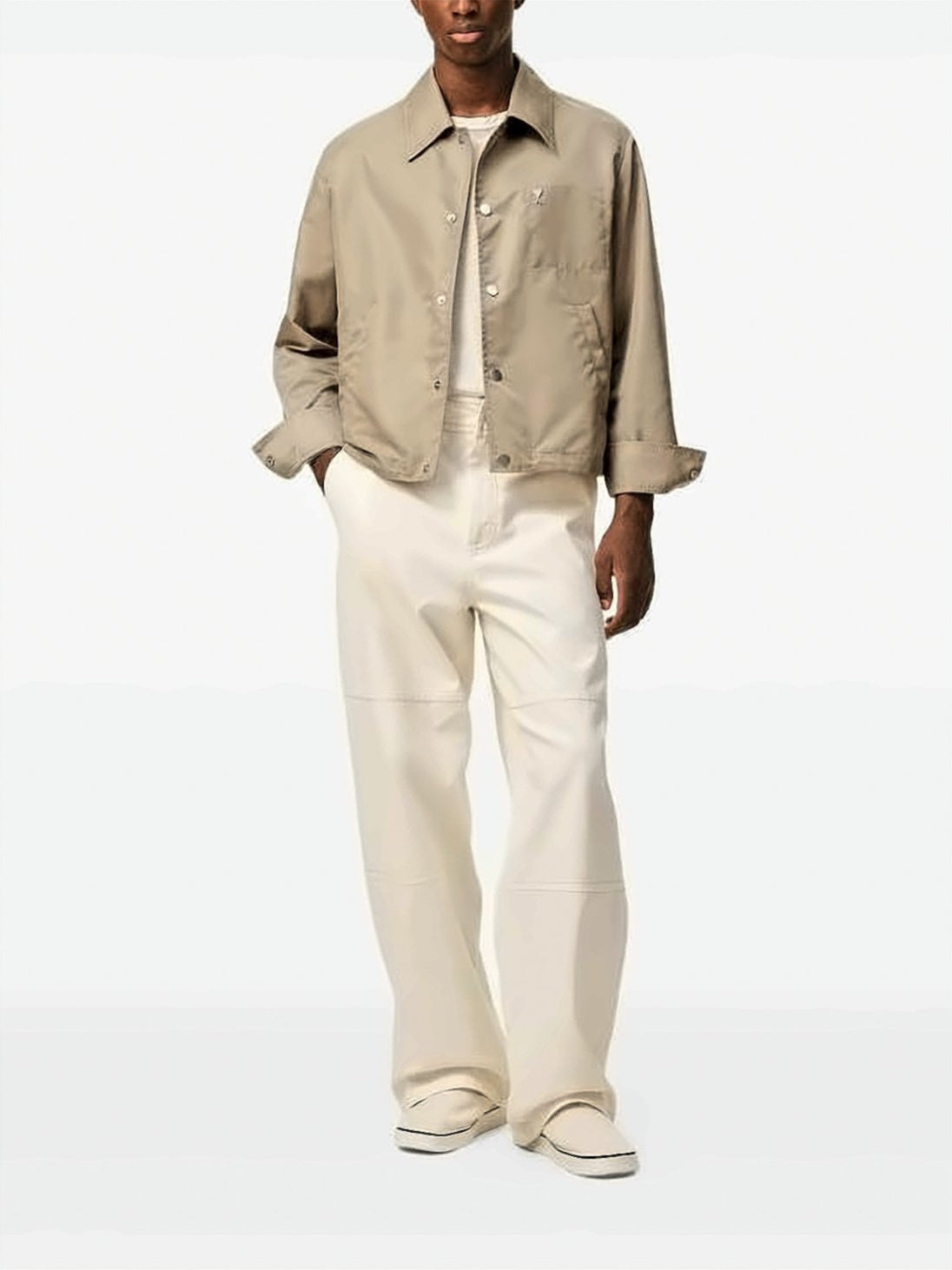 Cropped Boxy Jacket With Snap Button Closure