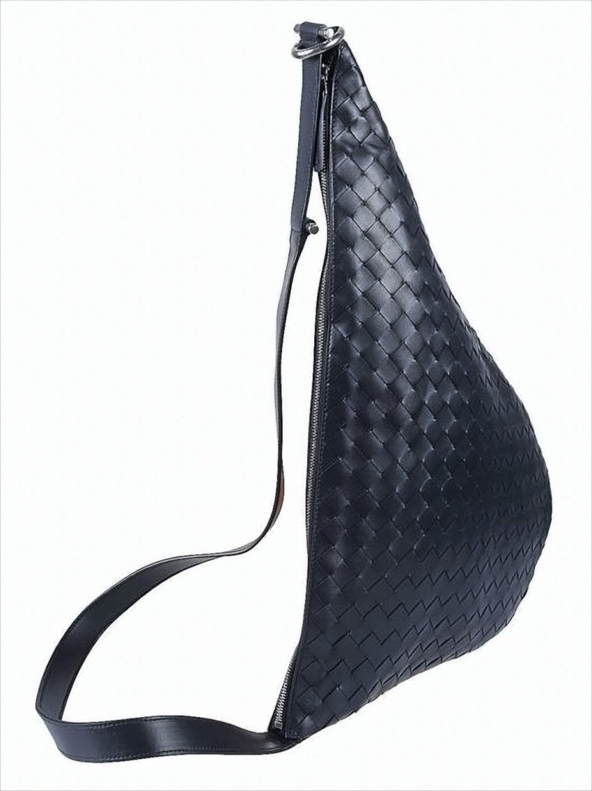 Triangular Woven Leather Shoulder Bag
