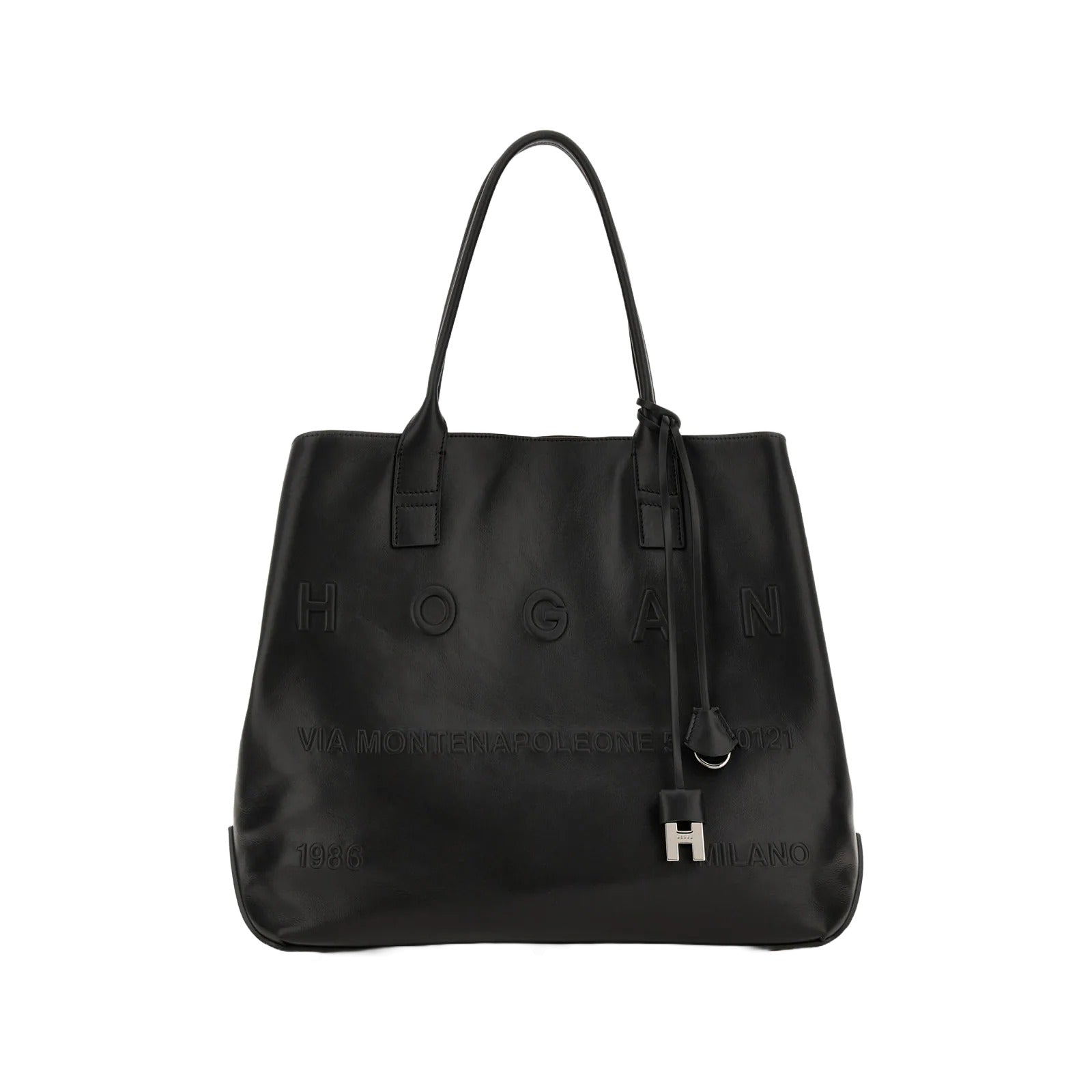 Refined Leather Tote Bag With Embossed Branding