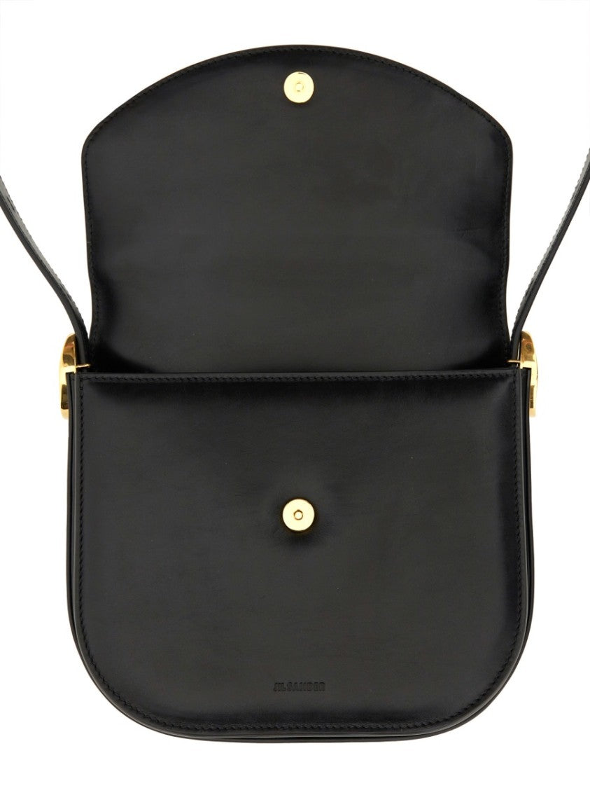 Leather Coin Shoulder Bag With Gold-Tone Clasp