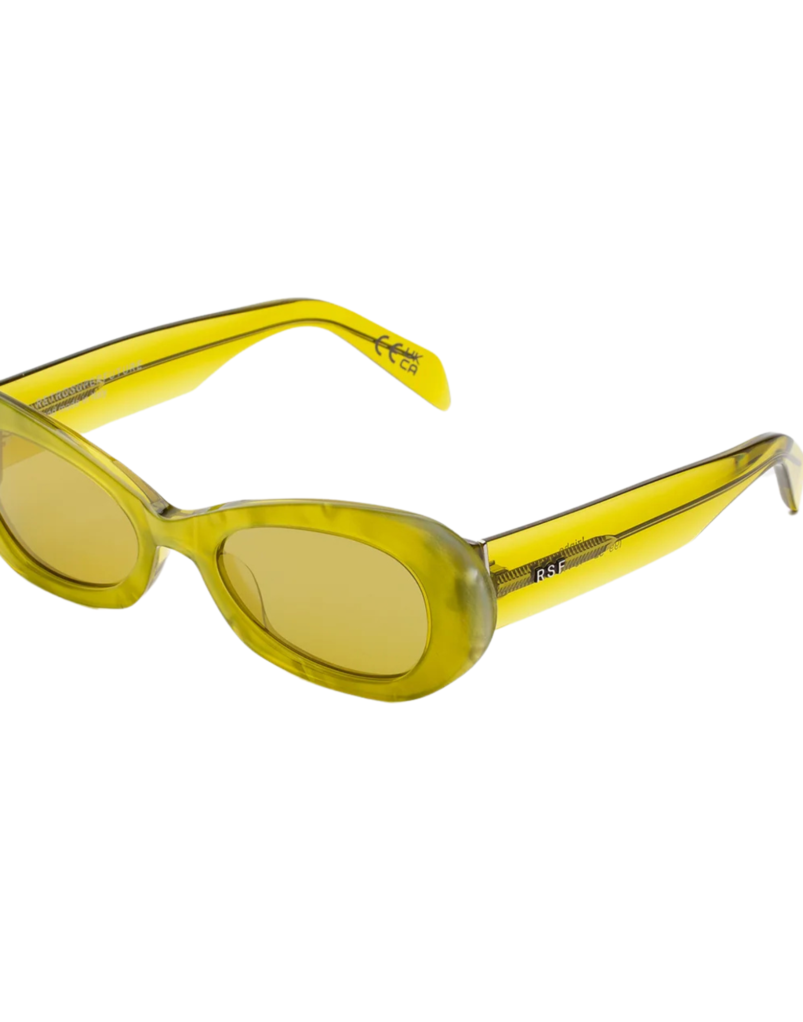 Acid Yellow Crystal Oval Sunglasses