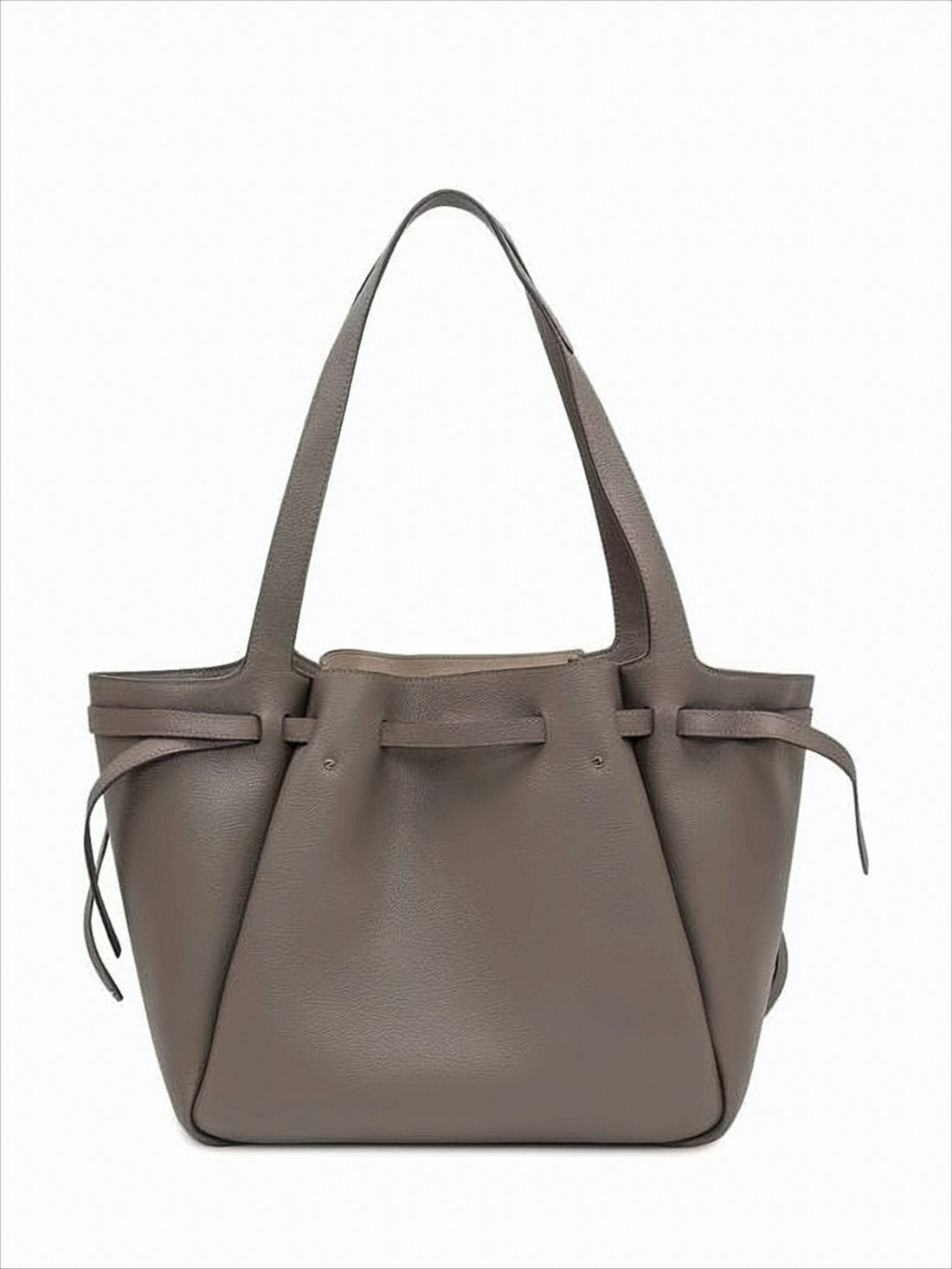 Structured Taupe Cow Leather Tote Bag
