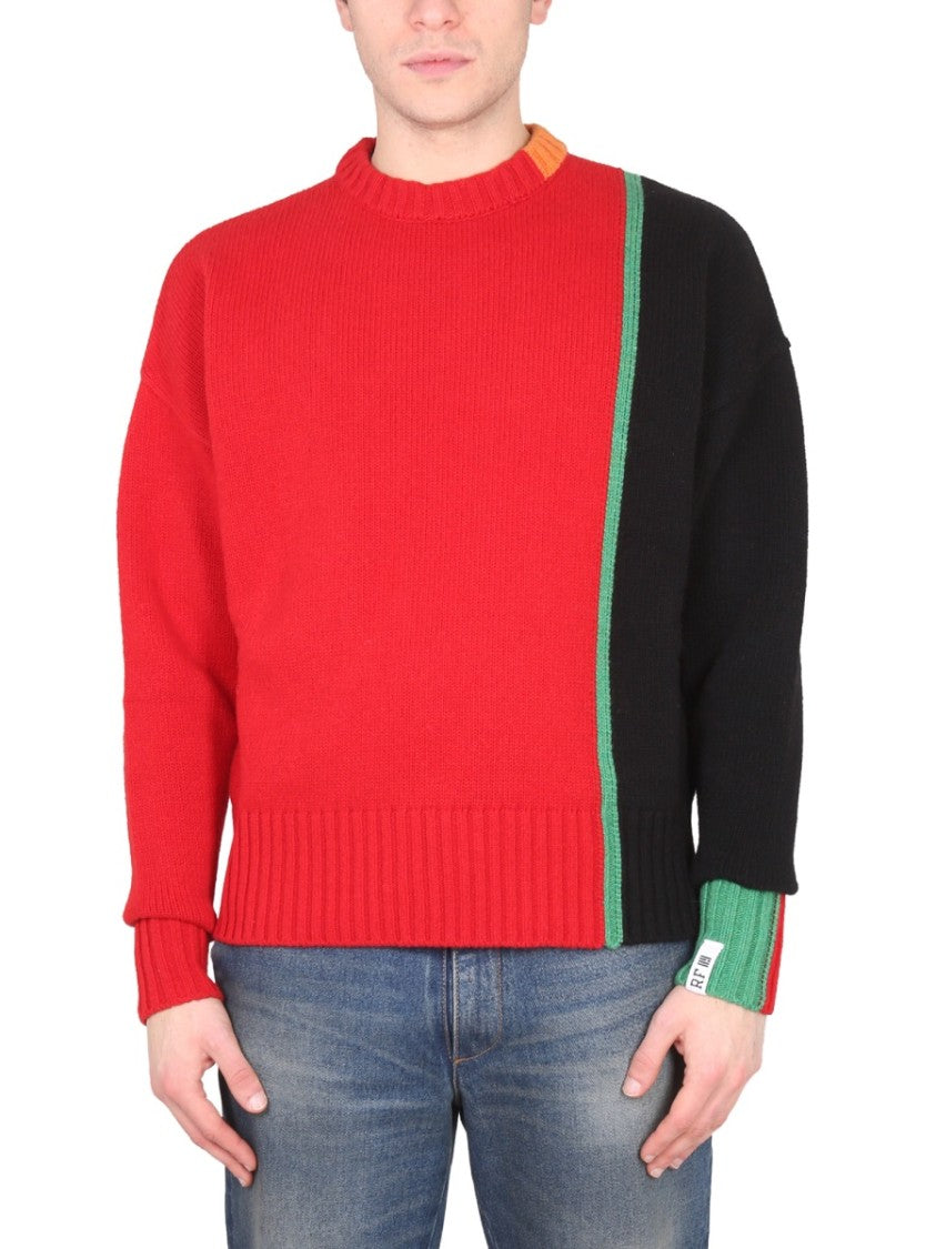 Color-Block Multicolor Mesh Knit Sweater
