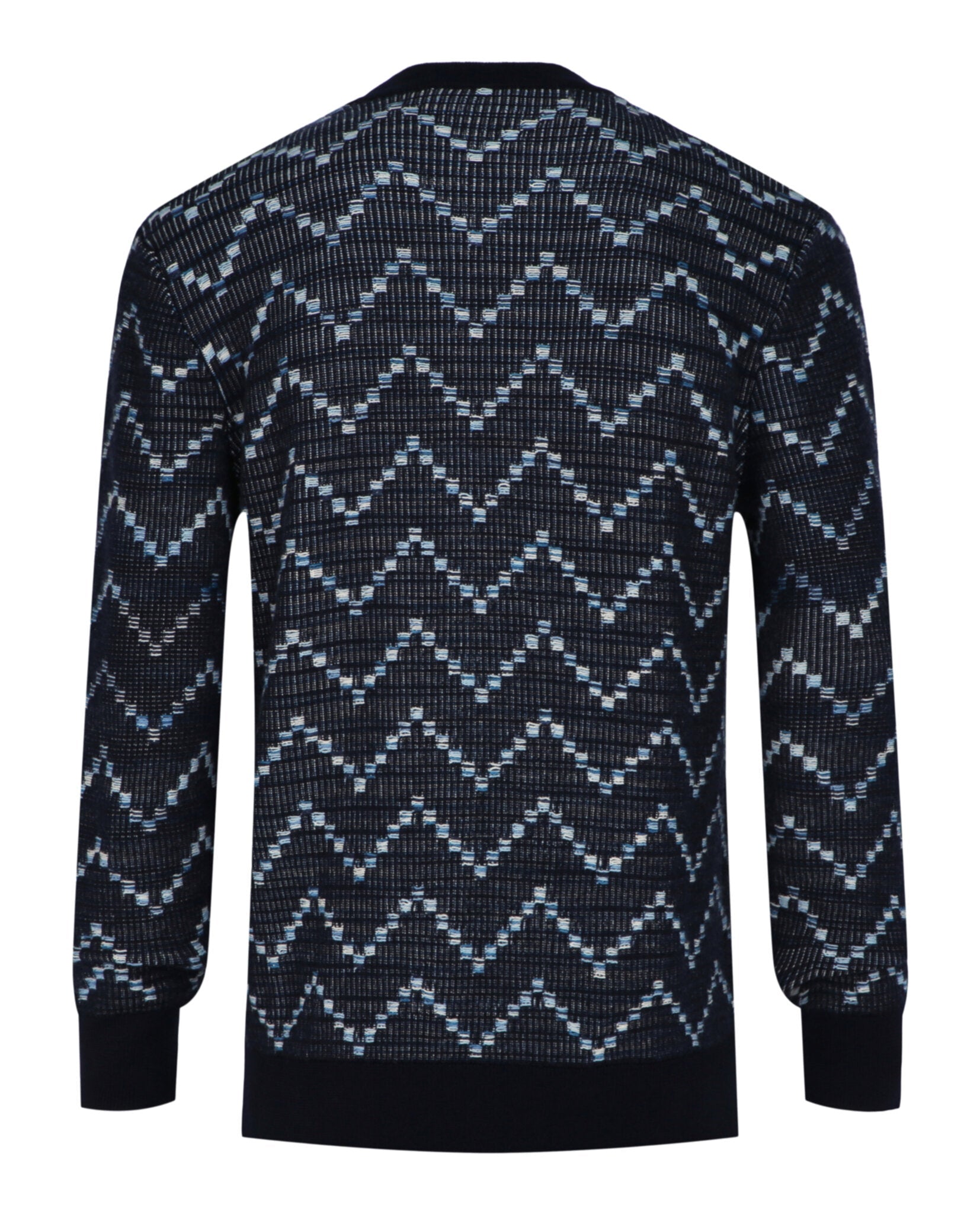 Zig-Zag Crewneck Pullover Sweater
