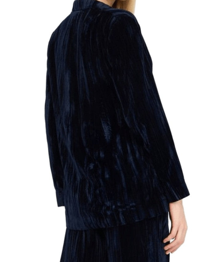 Deep Navy Velvet Blazer with Classic Lapel