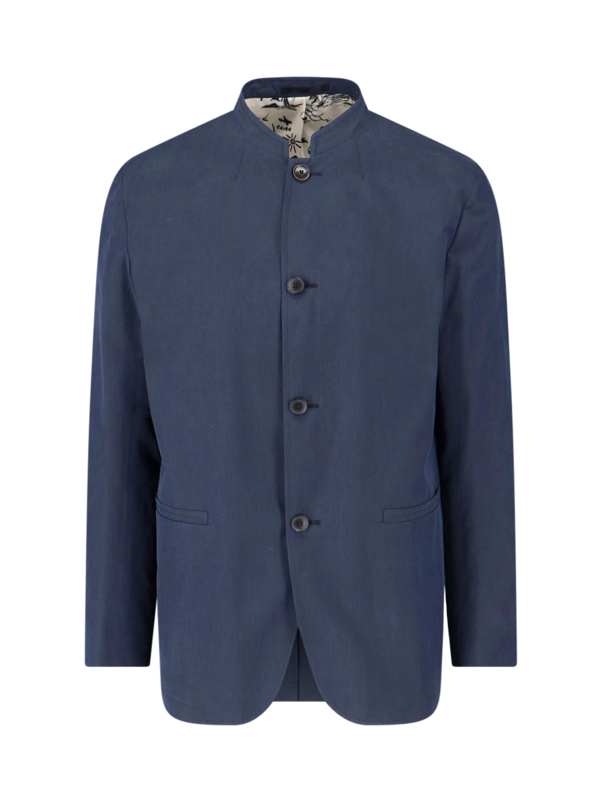 Navy Blue Button-Up Cotton Jacket