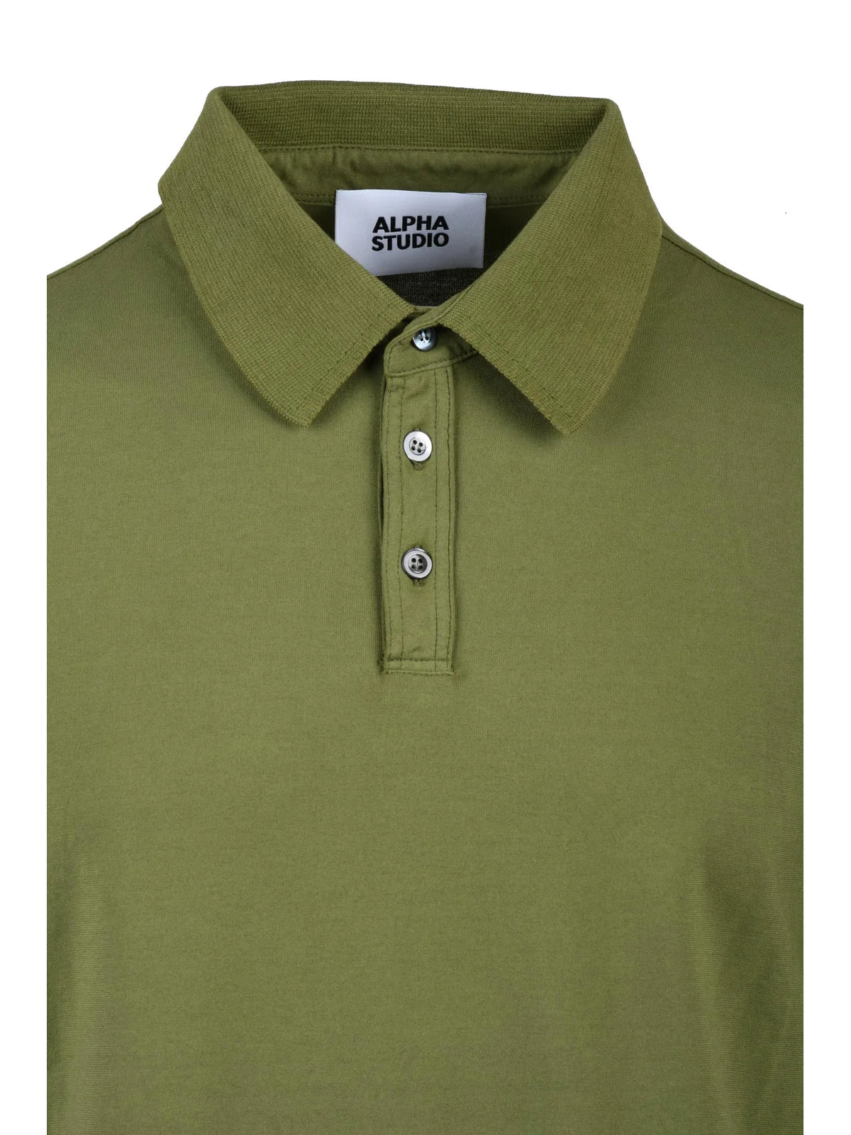 Military Green Cotton Elastane Stretch Polo Shirt