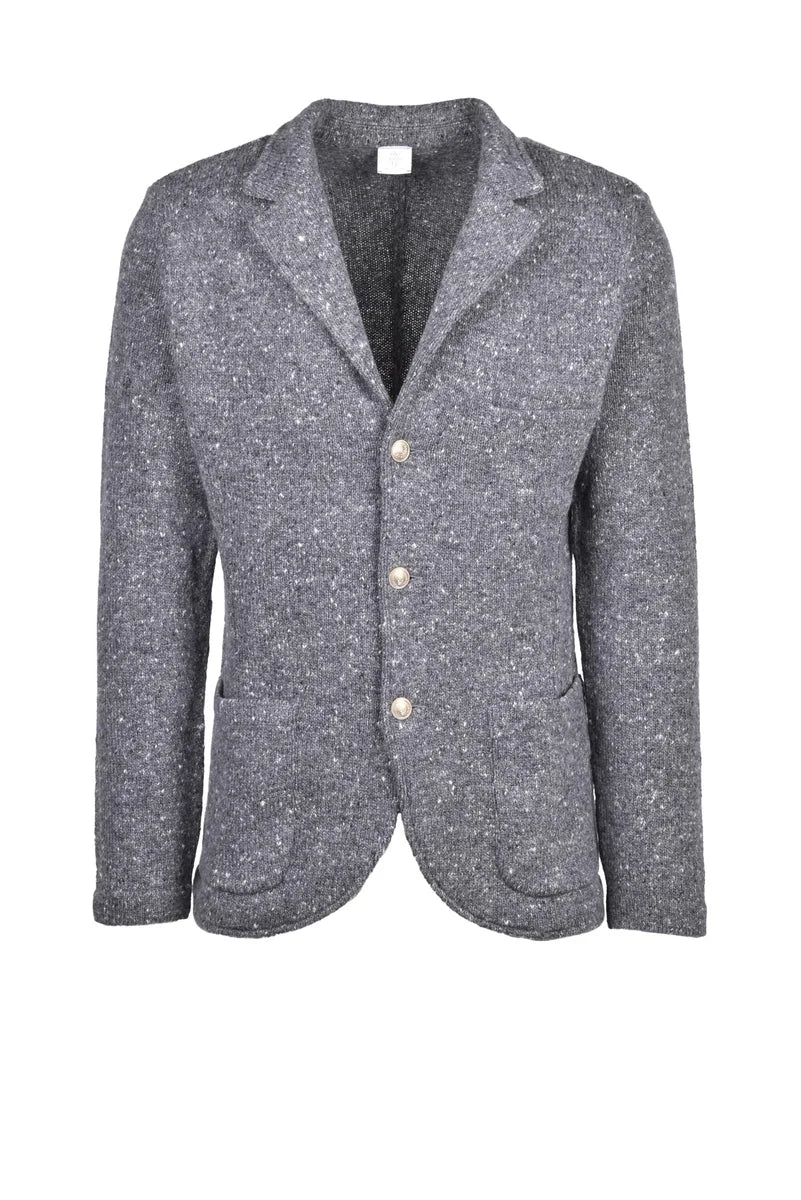 Knit Jacket Jewel Buttons - Grey