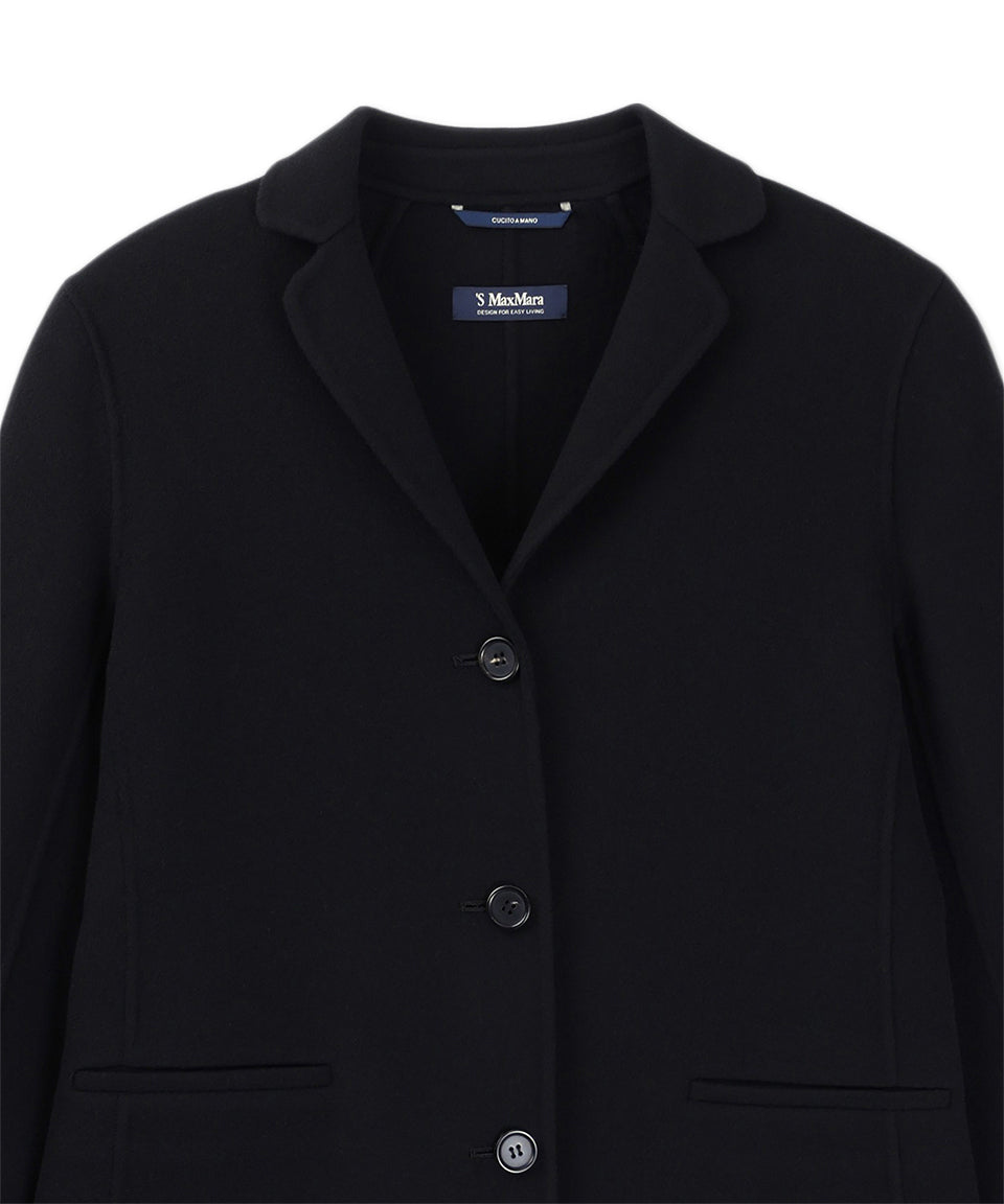 Structured Black Wool Jacket with Notched Lapel