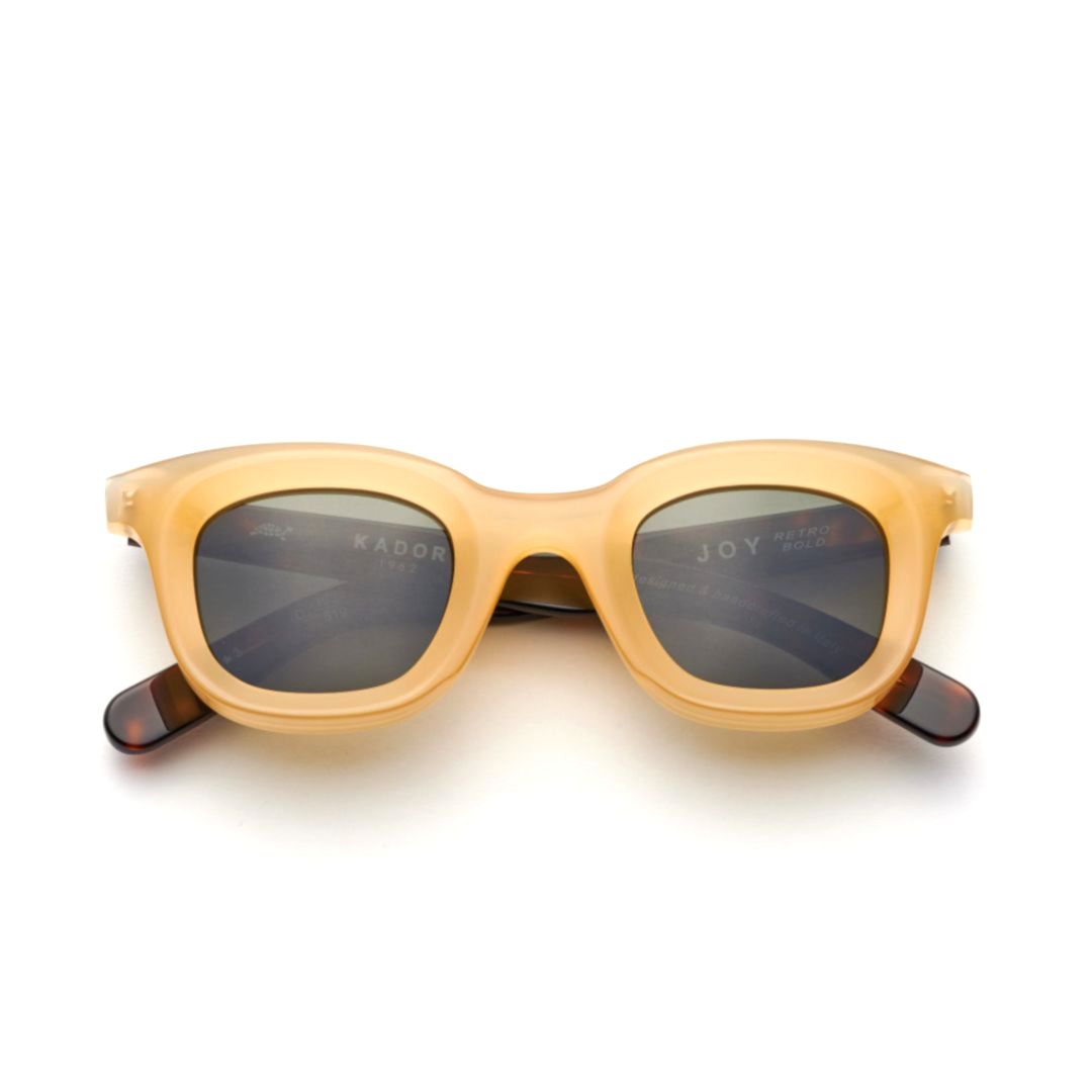 Joy Translucent Amber Square Sunglasses with Tortoiseshell Arms