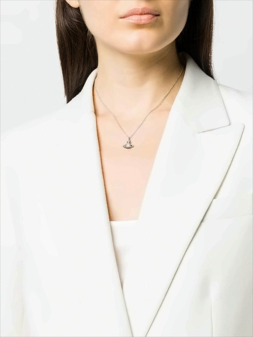 Stylized Planet Pendant Necklace with Cubic Zirconia