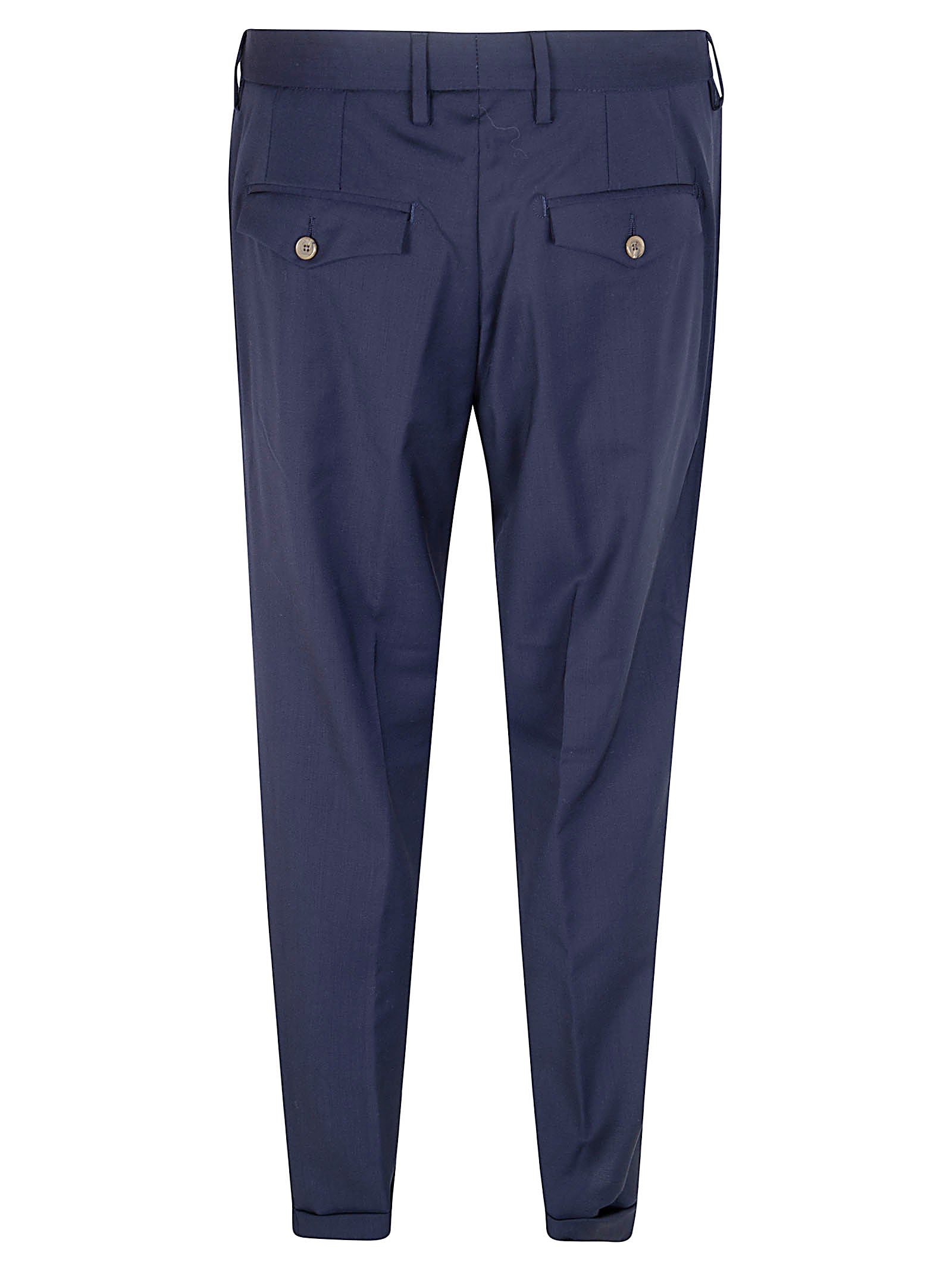 Tailored Blue Formal Trousers with Button Closure and Structured Design