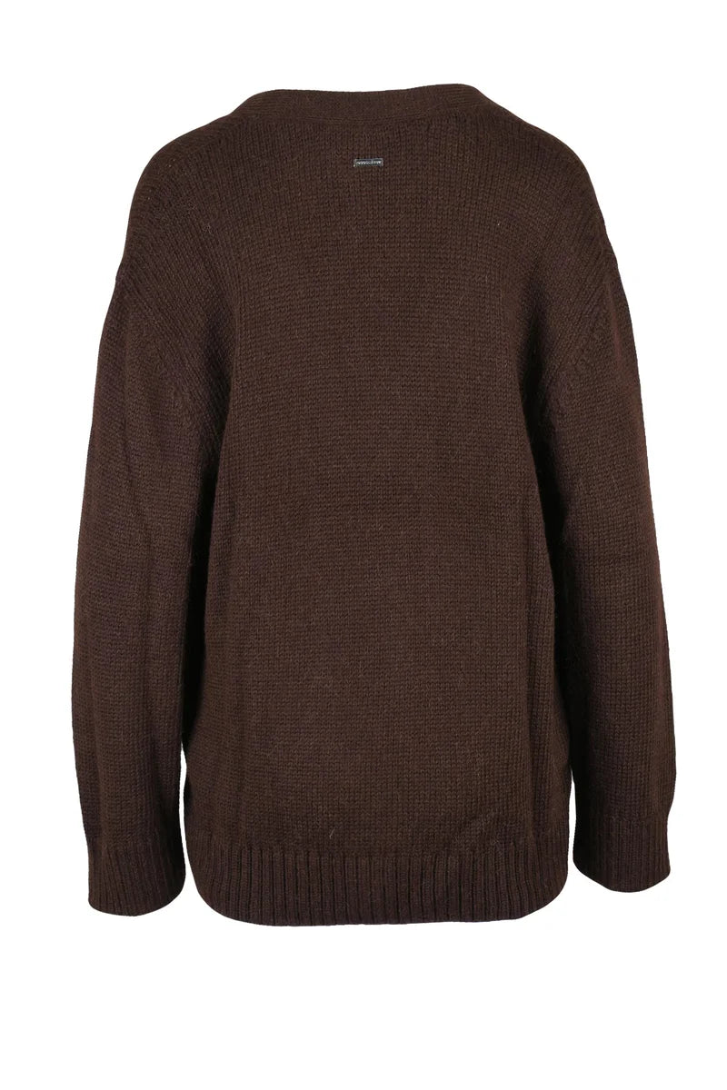 Oversized Alpaca Cardigan - Brown