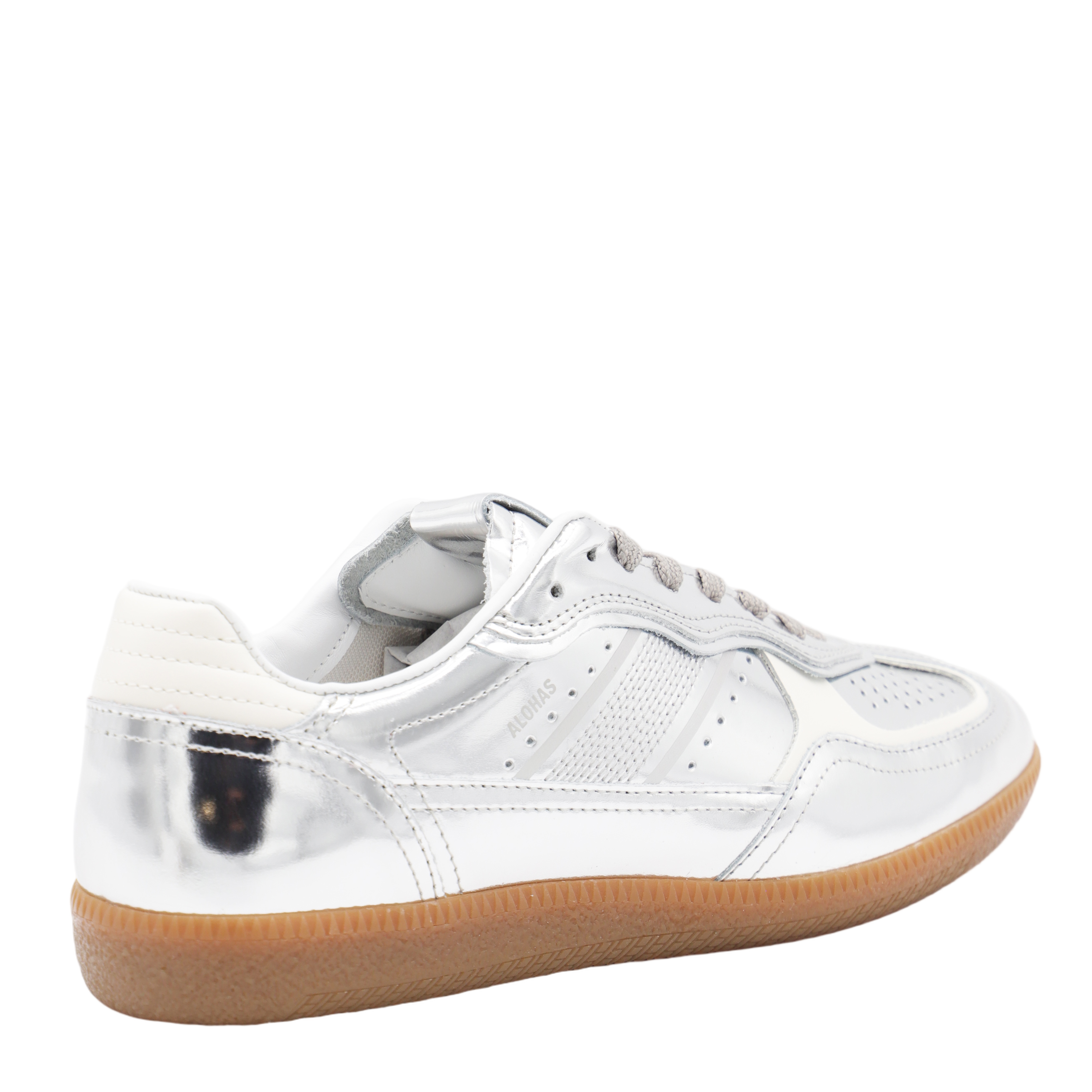 Reflective Silver Sneakers with Perforated Detailing