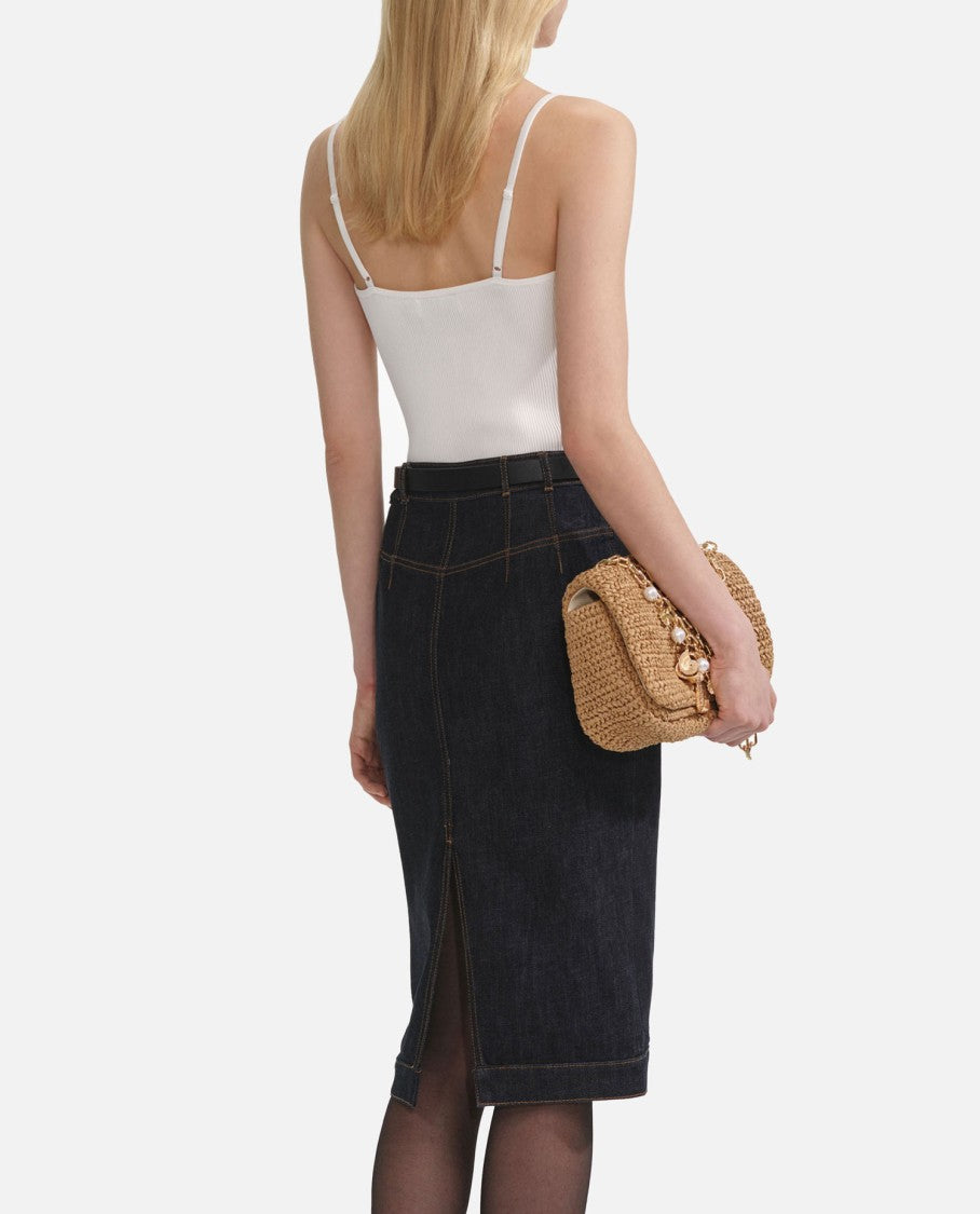White Lace Trim Rib Knit Top