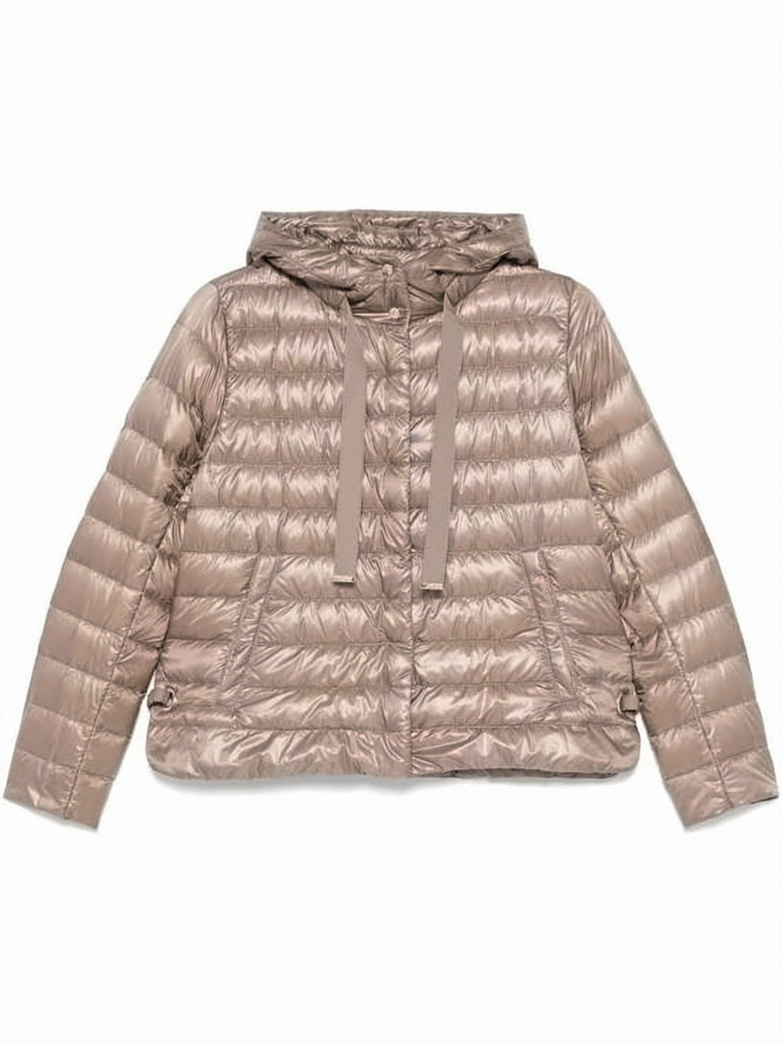 Quilted Lightweight Down Jacket with Glossy Finish and Hood