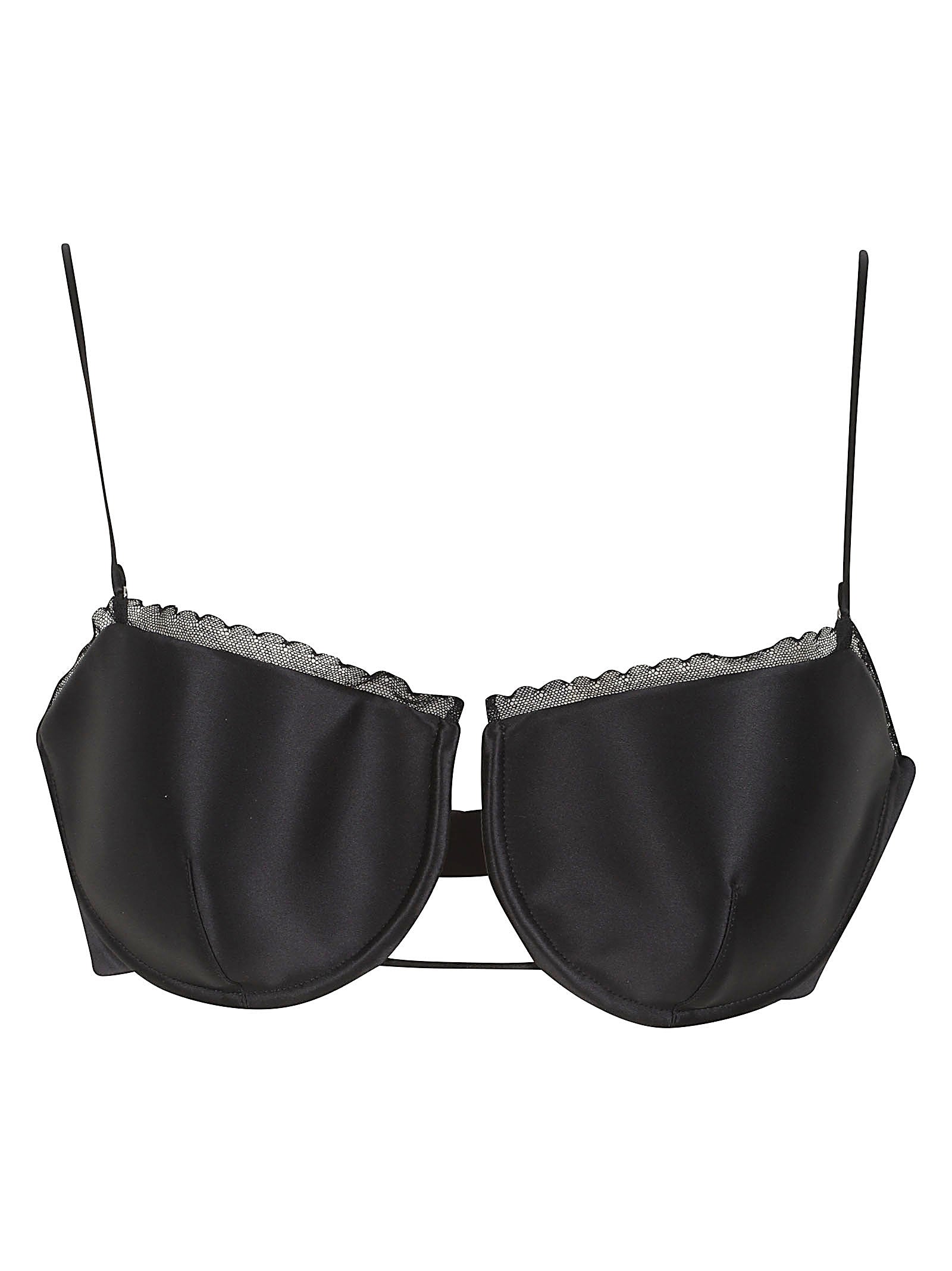 Structured Black Silk Bodysuit with Lace Trim