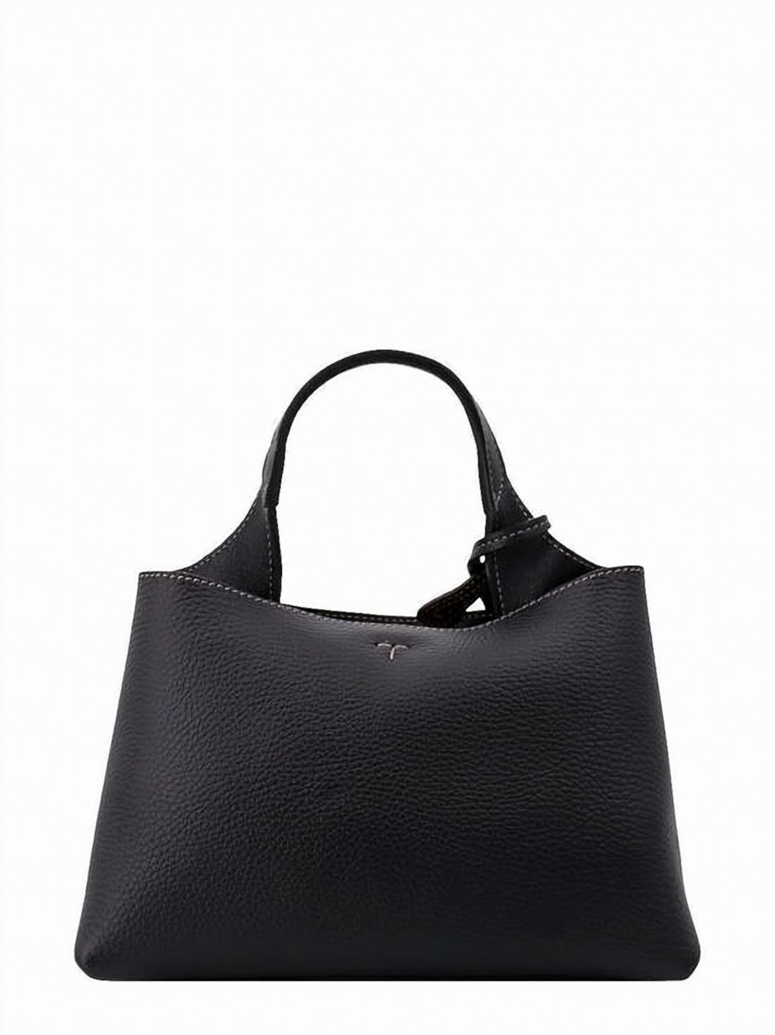 Textured Calf Leather Tote Bag with Embossed Logo